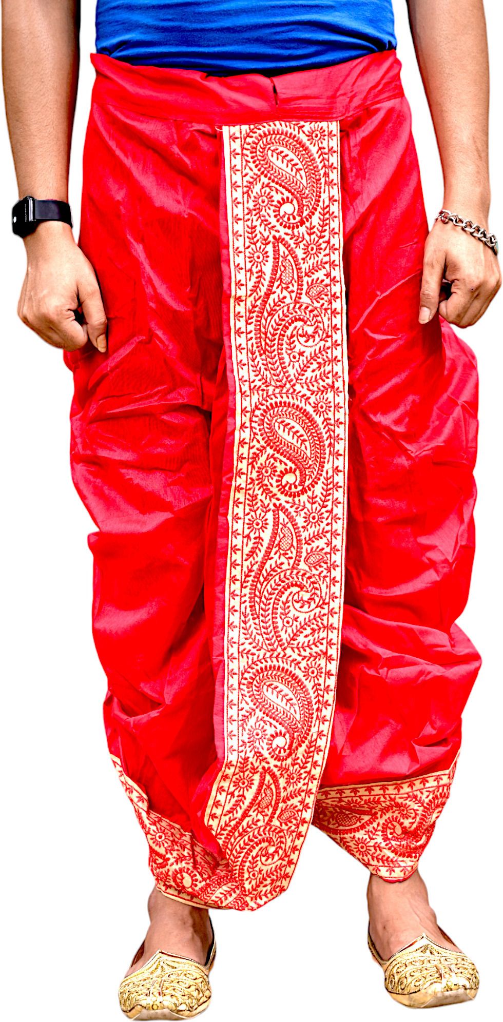 GOURI COLLECTIONS Ready To Wear Pant System MARWADI EMBROIDERED Embellished Men Dhoti-image-11