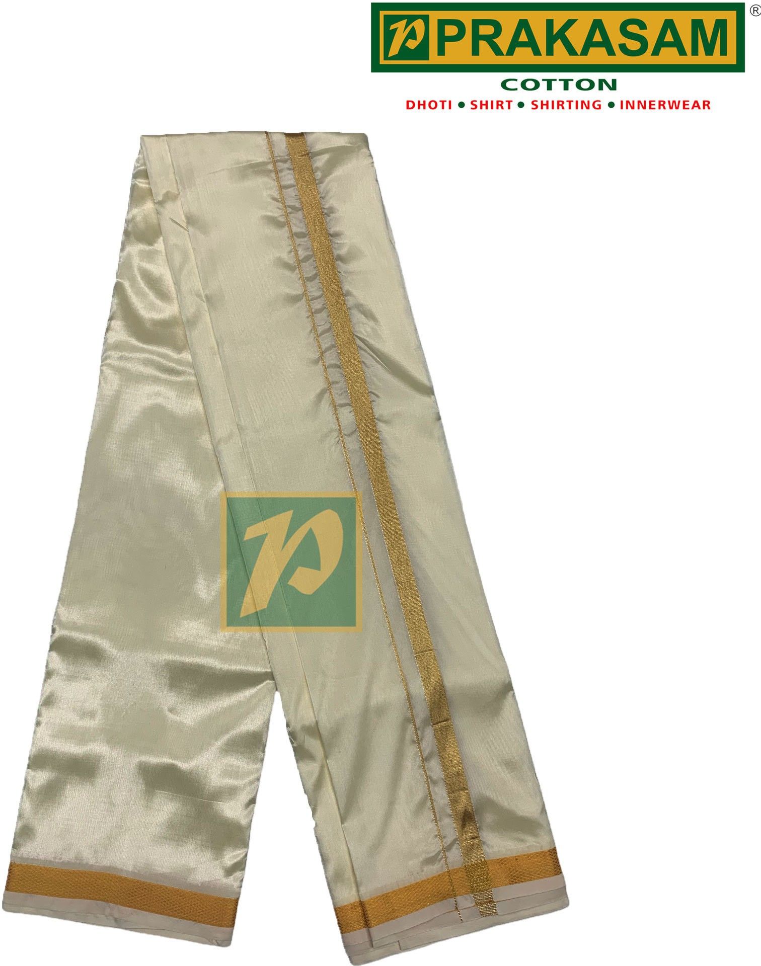 Prakasam Cotton Mens Silk look Asha Pattu 8 Yard (8 Mulam) 3.60 mtrs Double layer Solid Men Dhoti-picture-14