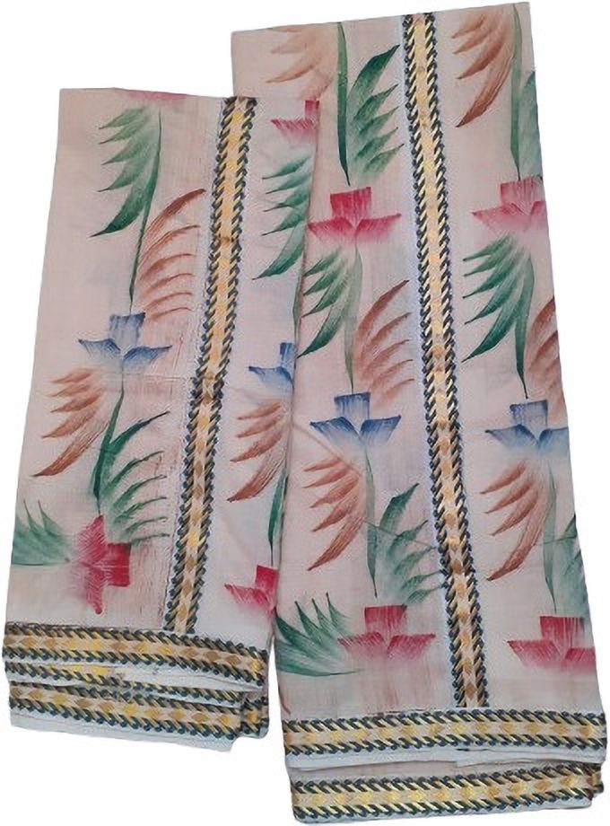 Creative weaves Women Fancy Rippen Lace With Floral Design Hand Painted Setmundu Chevron/Zig Zag, Floral Print, Self Design Women Dhoti-image-36
