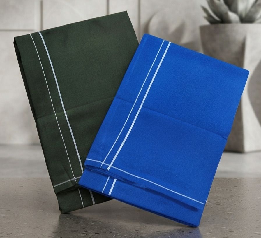 Shri Raghavendra Textiles Premium M.Green & Blue Cotton Kambi Karai Dhoti Set – Festive Men's Traditional Self Design Men Dhoti-picture-46