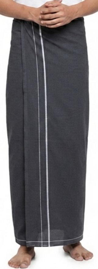 Shri Raghavendra Textiles Dark Grey Kambi Karai Dhoti – Men's Ethnic Festive Wear Self Design Men Dhoti-image-27