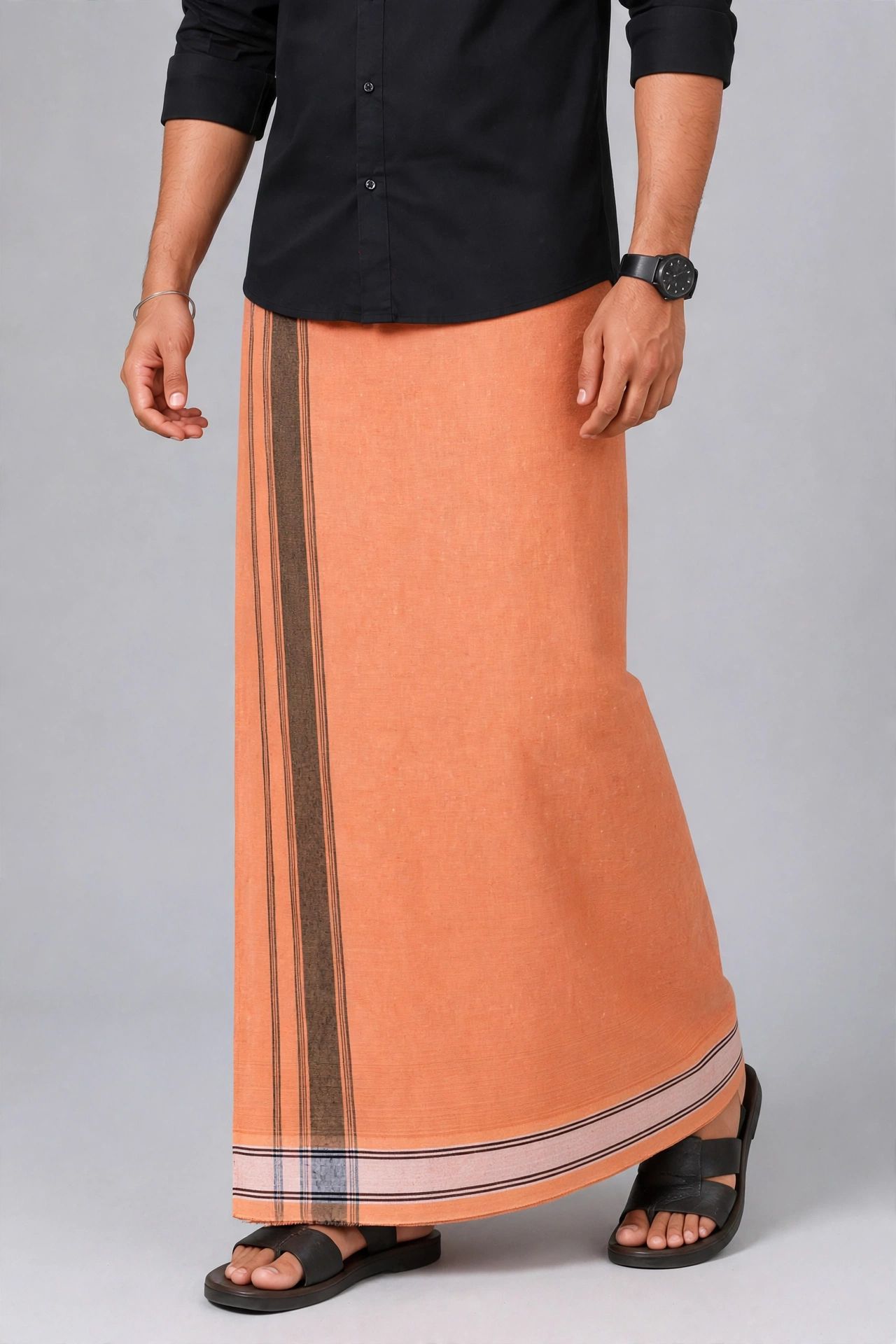 TUNI MANI Cotton Plain Dhoti | Traditional South Indian Vesti/Mundu 2.0meter Solid Men Dhoti-image-6