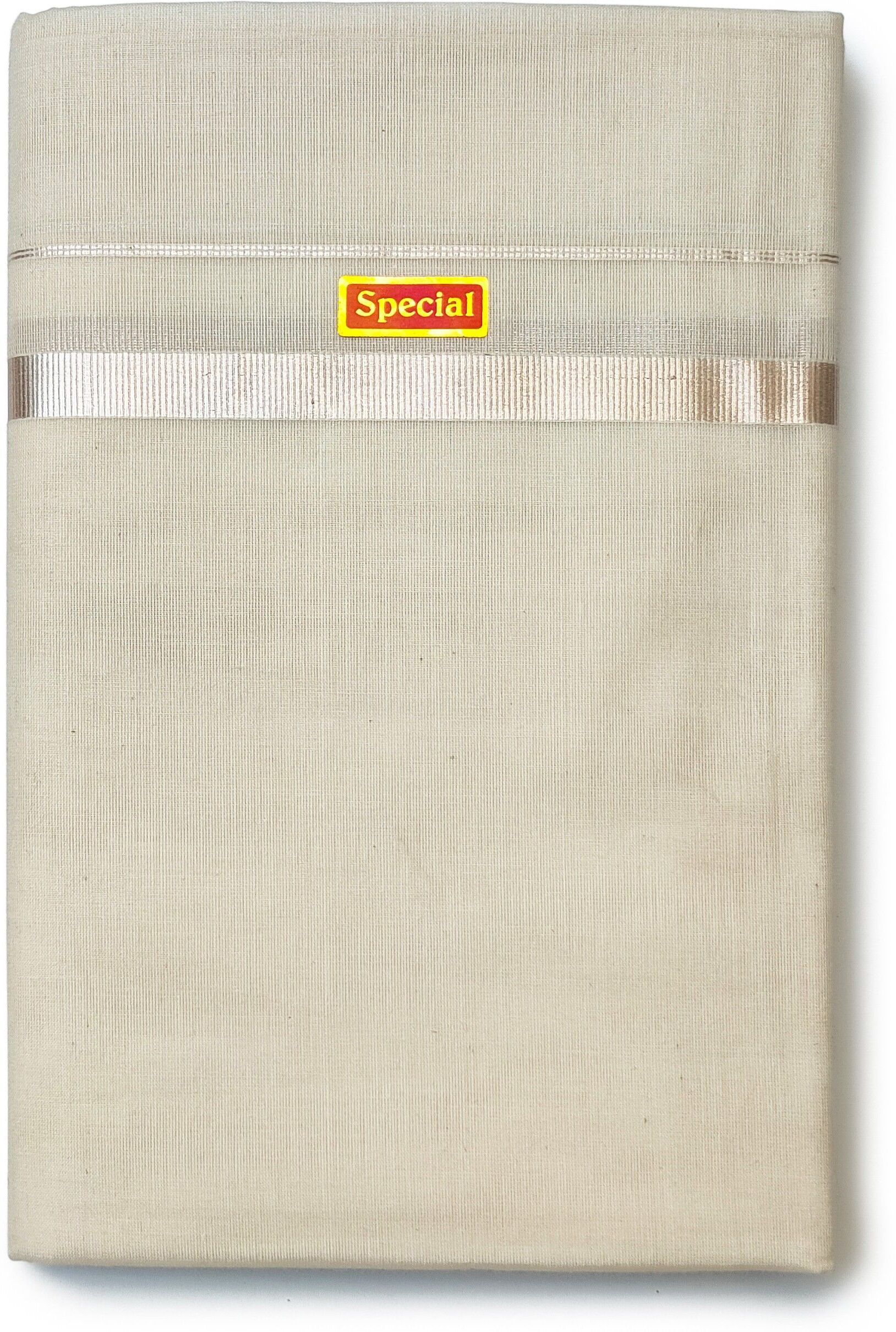 Chithra Fabrics 100% Pure Cotton, Kerala Silver Kasavu Smooth Wedding Dhoti Solid Men Dhoti-picture-22