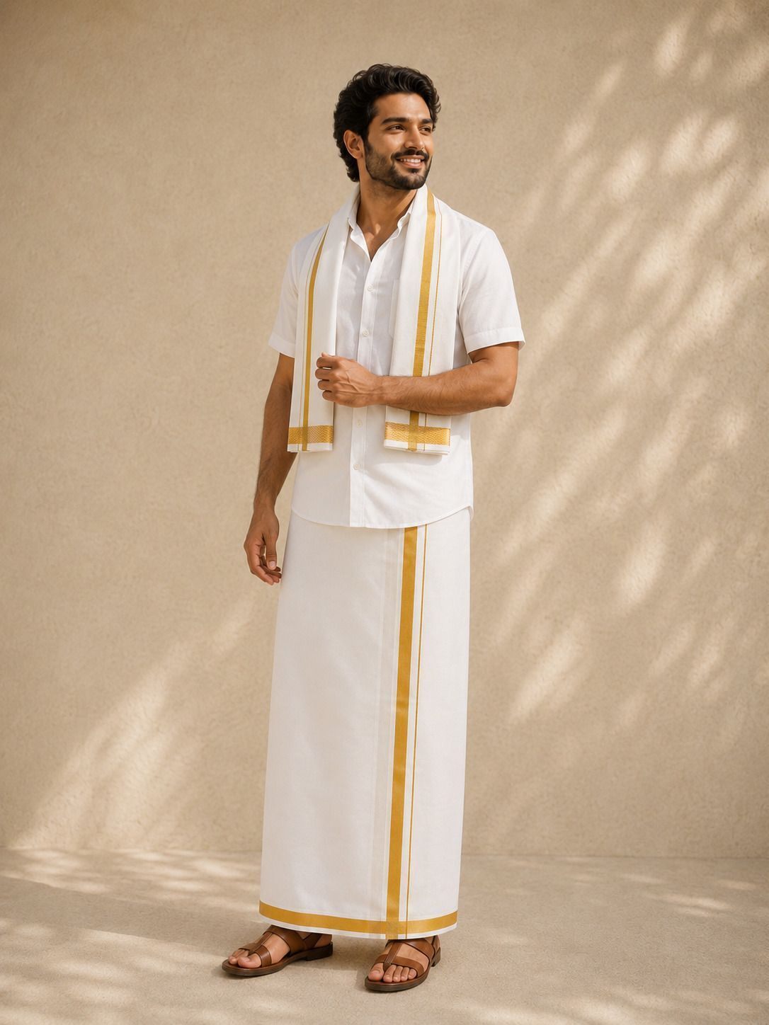SAC SHREE APARAJEET CREATIONS Men's Traditional Dhoti for Religious Ceremony Wedding Festival Events Self Design Men Dhoti-image-24