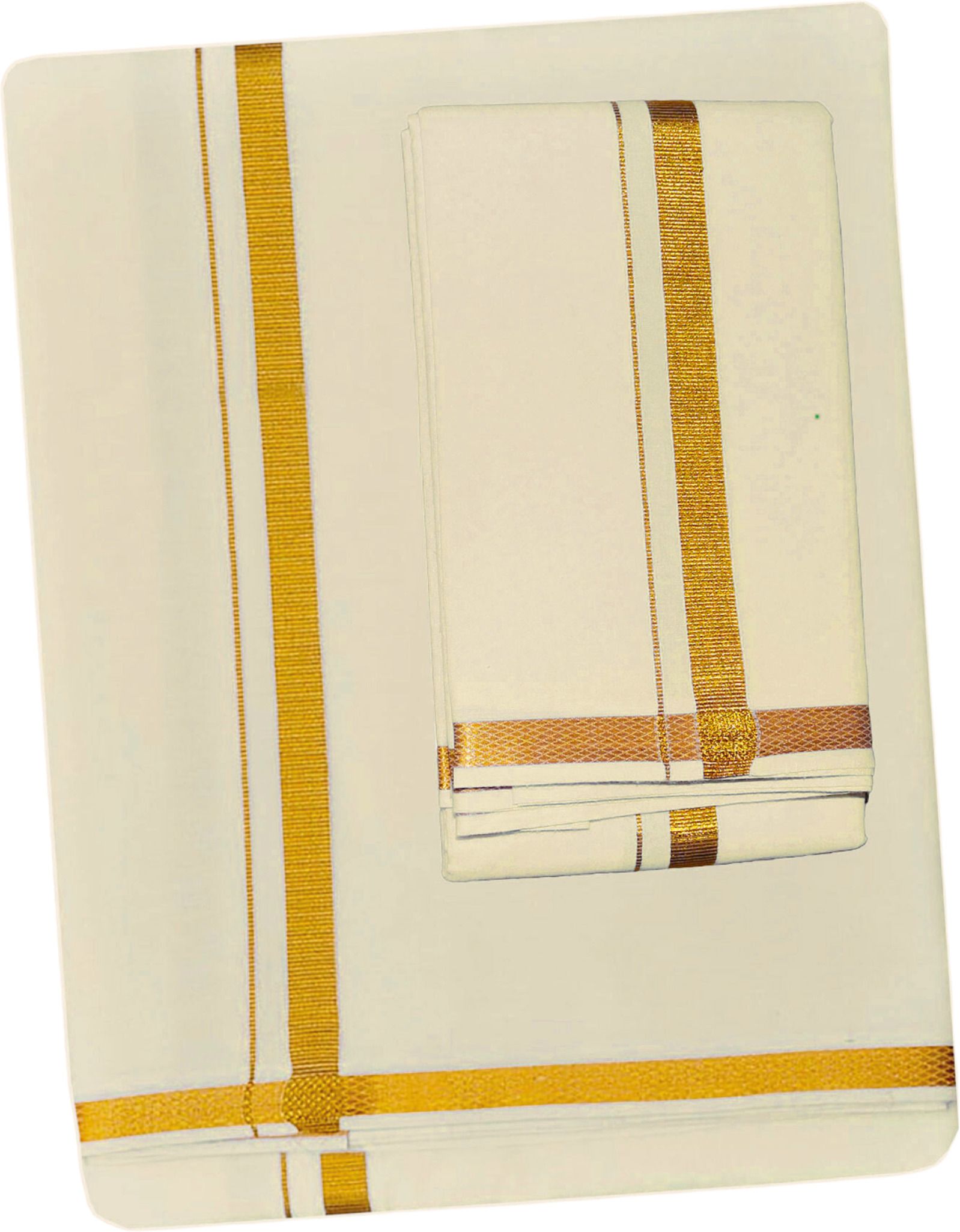 Prakasam Cotton Men's Double Jari Border (50k) Matching Cream towel & 1.28x3.60 mtrs Solid Men Dhoti-image-15