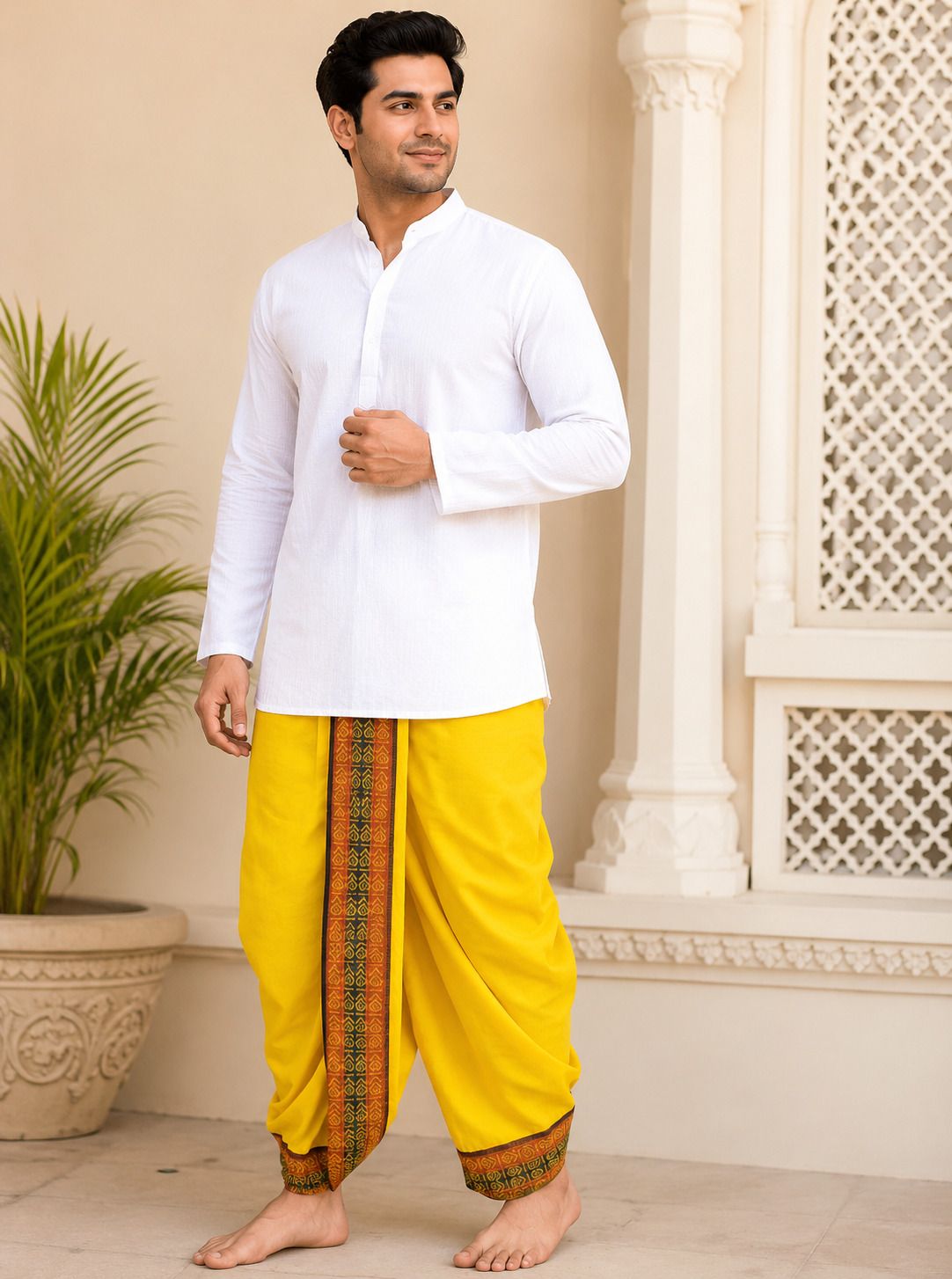 Yoshiva Classic readymade dhoti Solid, Woven Men Dhoti-picture-12