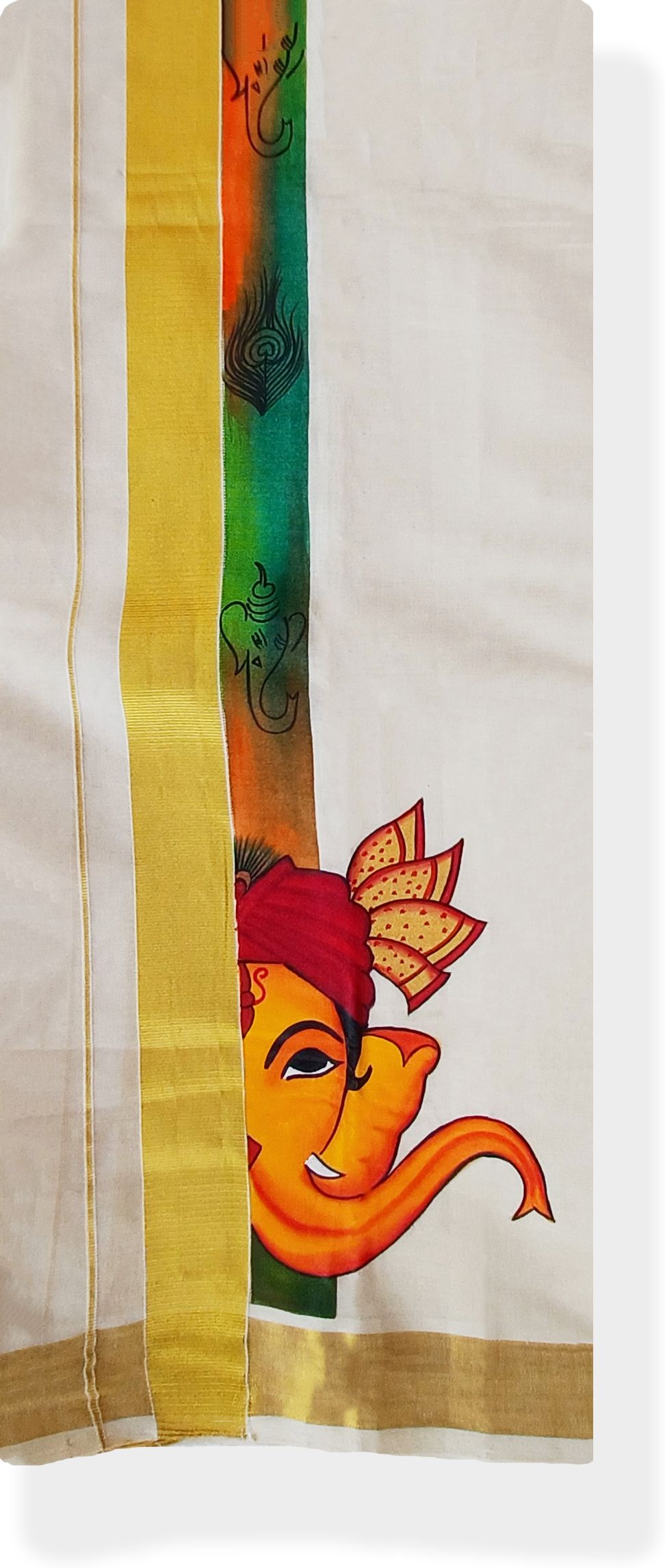 Kalachar CF 4014 -4 Gold Hand Printed 4.00 Meter Dhoti Solid Men Dhoti-picture-15