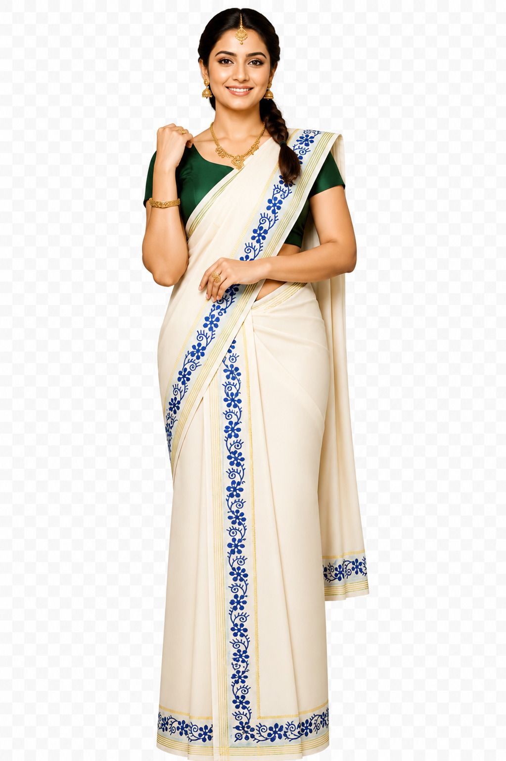 jagasree collections Kerala Kasavu opulent Halfine Zari single Set Mundu | Length 2 x 2.80 meters Floral Print Women Dhoti-image-20