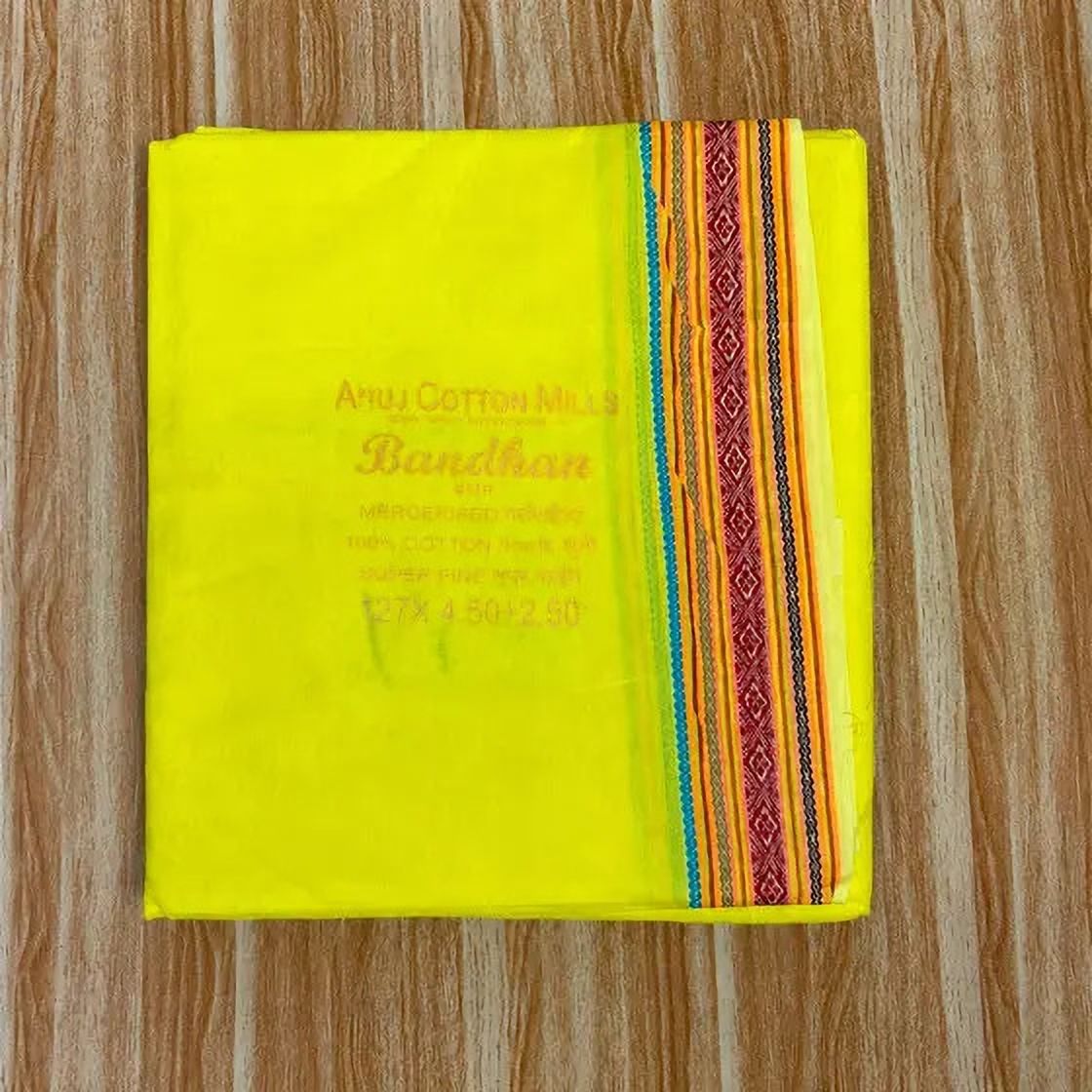 BongoHridoy Mills Bandhan 100% Cotton Pooja Dhoti for Men | Mercerised Cotton Solid Men Dhoti-image-33