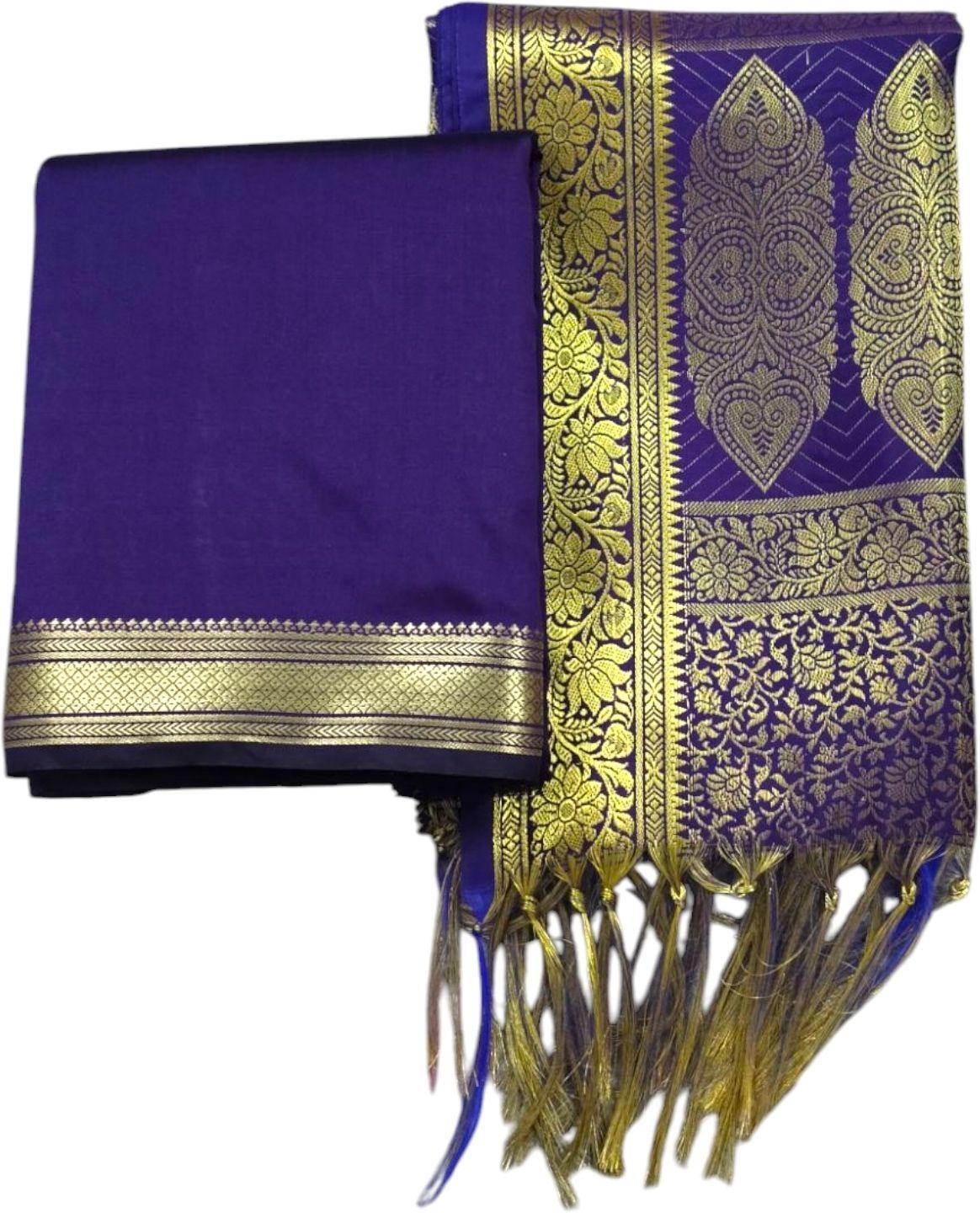 Ishrattextiles Traditional Fancy Silk Dhoti with Zari Work Dupatta Combo (4+2 Meters) Woven Men Dhoti-picture-14