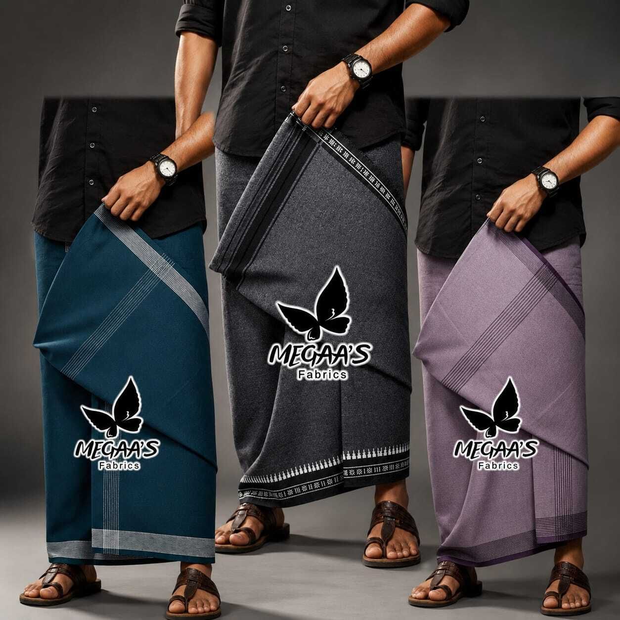 Megaasfabrics Premium Men's Cotton Blend Dhotis | Soft, Comfortable & Stylish Striped Men Dhoti-picture-11