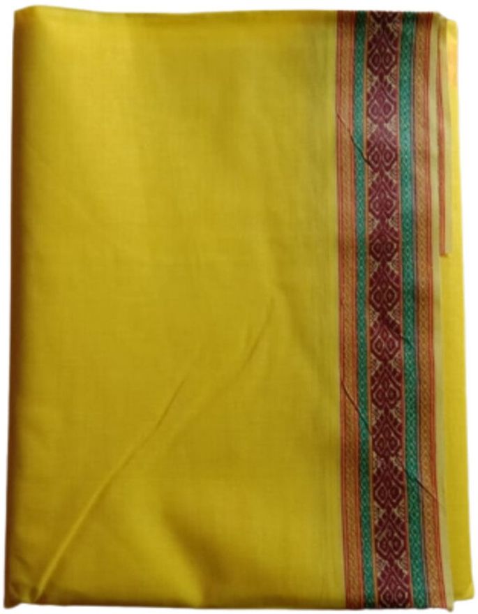 SMART SEWINGERS Men's Cotton Dhoti Length Approx 4.5 Meter Yellow Colored (Pack of 1) Striped Women Dhoti-picture-12
