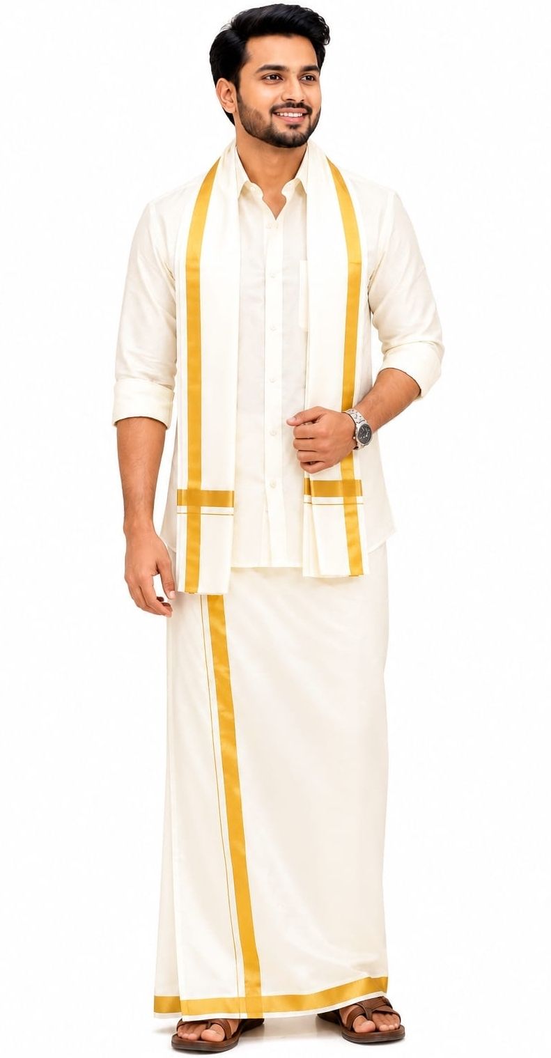 ModoutfitMart 3pcs DhotiSet Solid Men Dhoti-image-38
