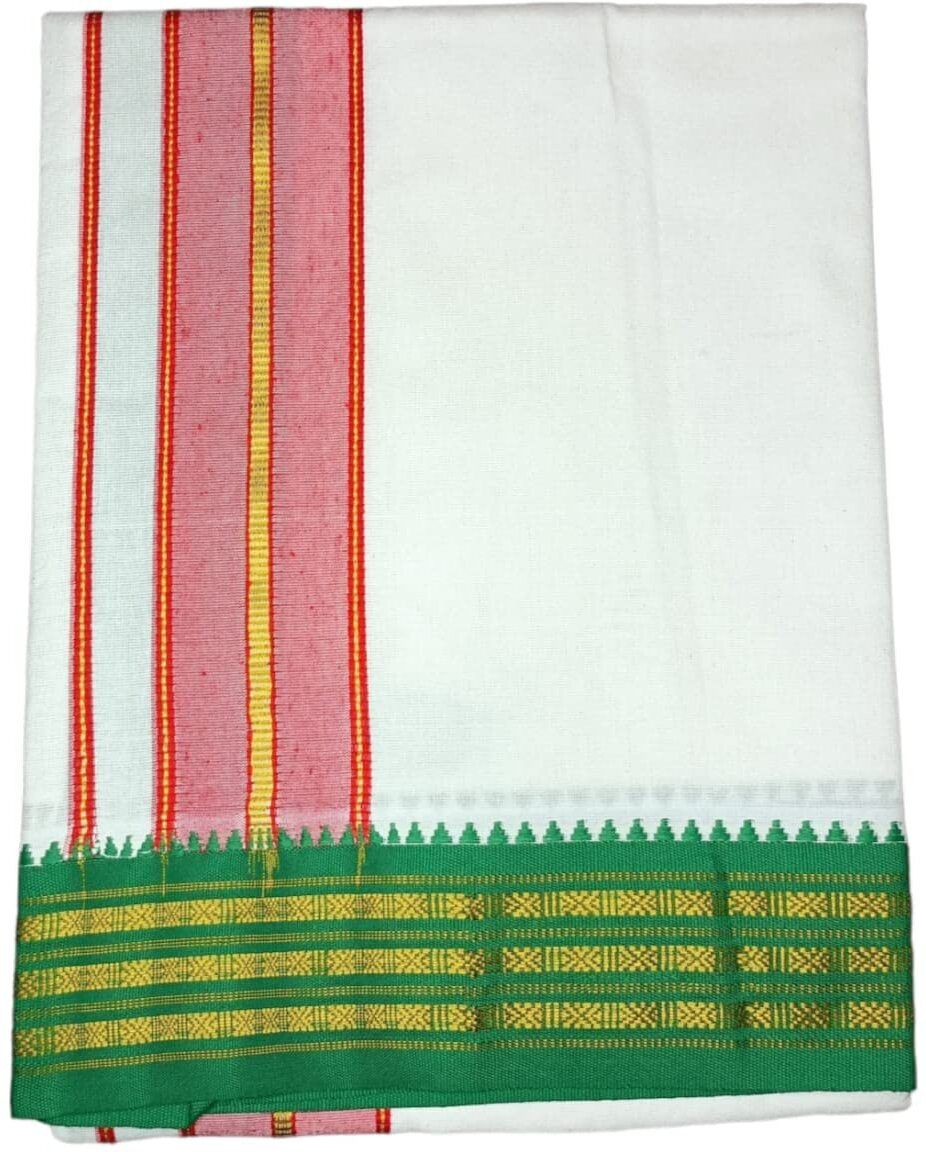 exclusive Men's Cotton Dhoti rudrahsham Polyester borders in size 2Mtrs 4 muzham Lungi Men Dhoti-picture-27