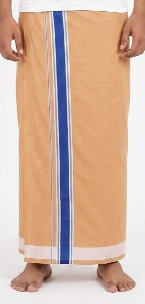 Shri Raghavendra Textiles Men's Cotton Dhoti with Ink Blue Bhondhu | Traditional Wear | Soft & Breathable Self Design Men Dhoti-picture-48