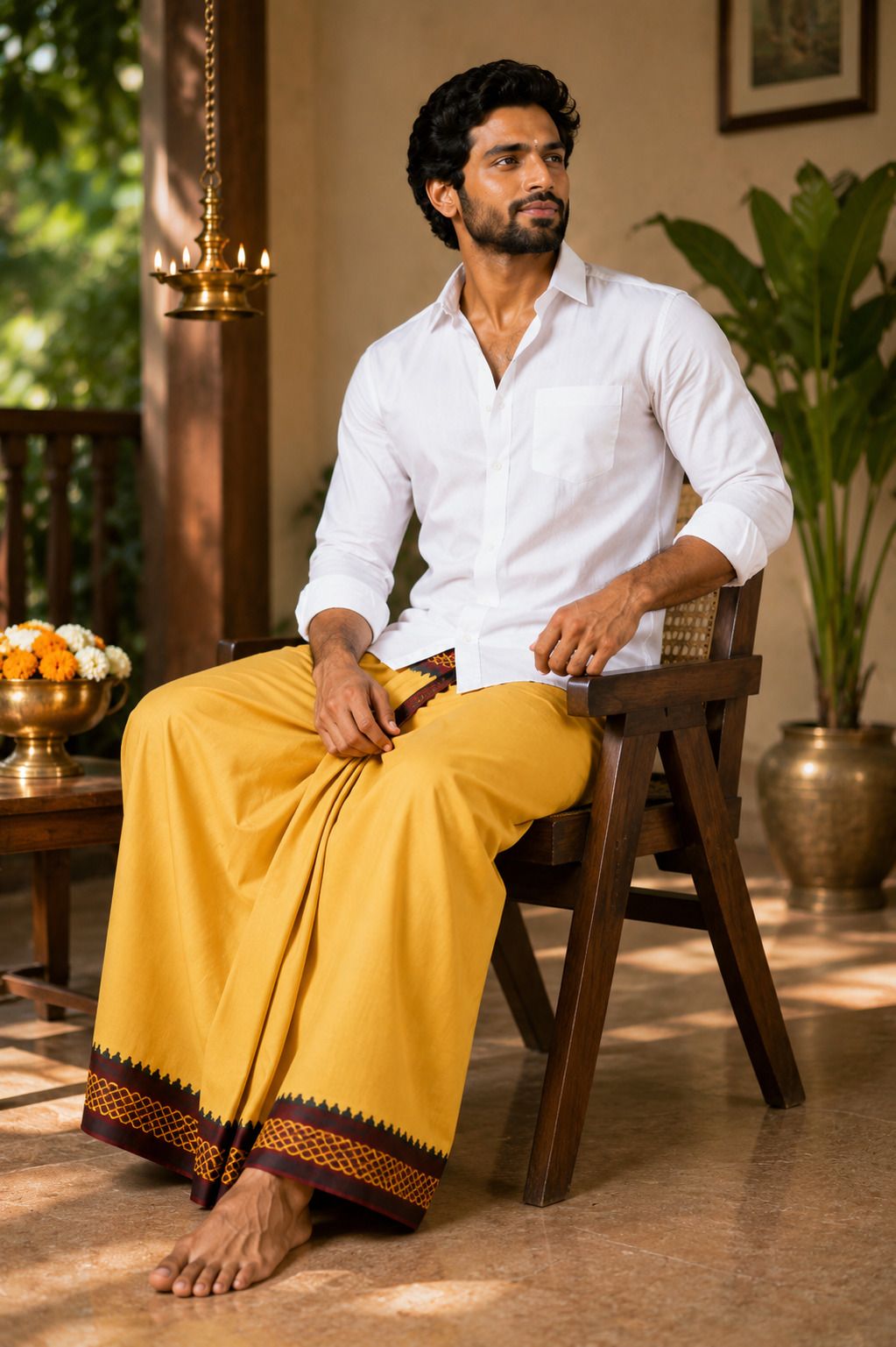 AA FABRICO Red Achla 2x1.2 Woven Men Dhoti-picture-20