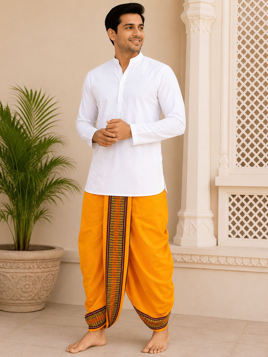 Yoshiva Classic readymade dhoti Solid, Woven Men Dhoti-picture-20