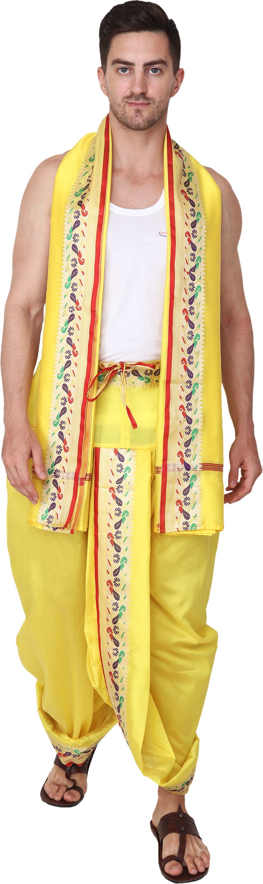 RAMESHWARAM FABRICS Men's Readymade Elastic Cotton Silk Dhoti for men, Ready wear-Dhoti Paithani Men Dhoti-picture-11