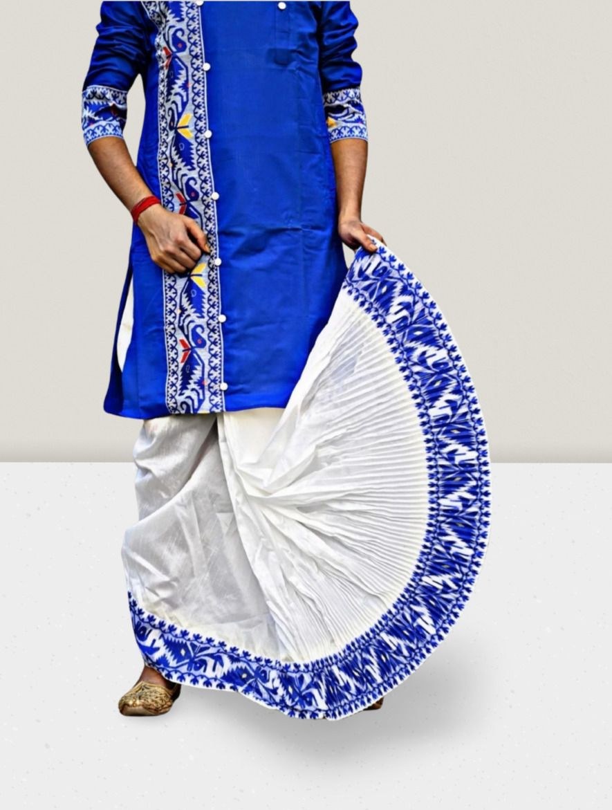 GOURI COLLECTIONS Jamdani Readymade Dhoti Pants (4Cb1) For Men – Mayur Puccha Design Embellished Men Dhoti-picture-21