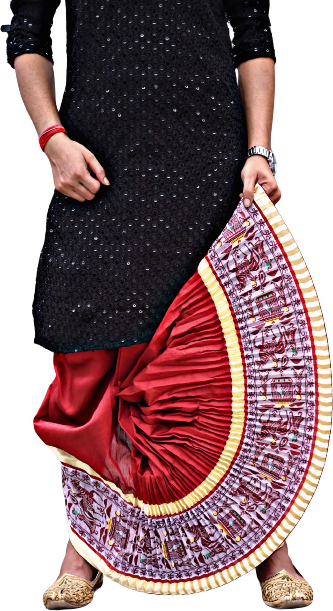 GOURI COLLECTIONS Madhubani Readymade Dhoti Pants (4A) for Men – Mayur Puccha Design Embellished Men Dhoti-picture-22