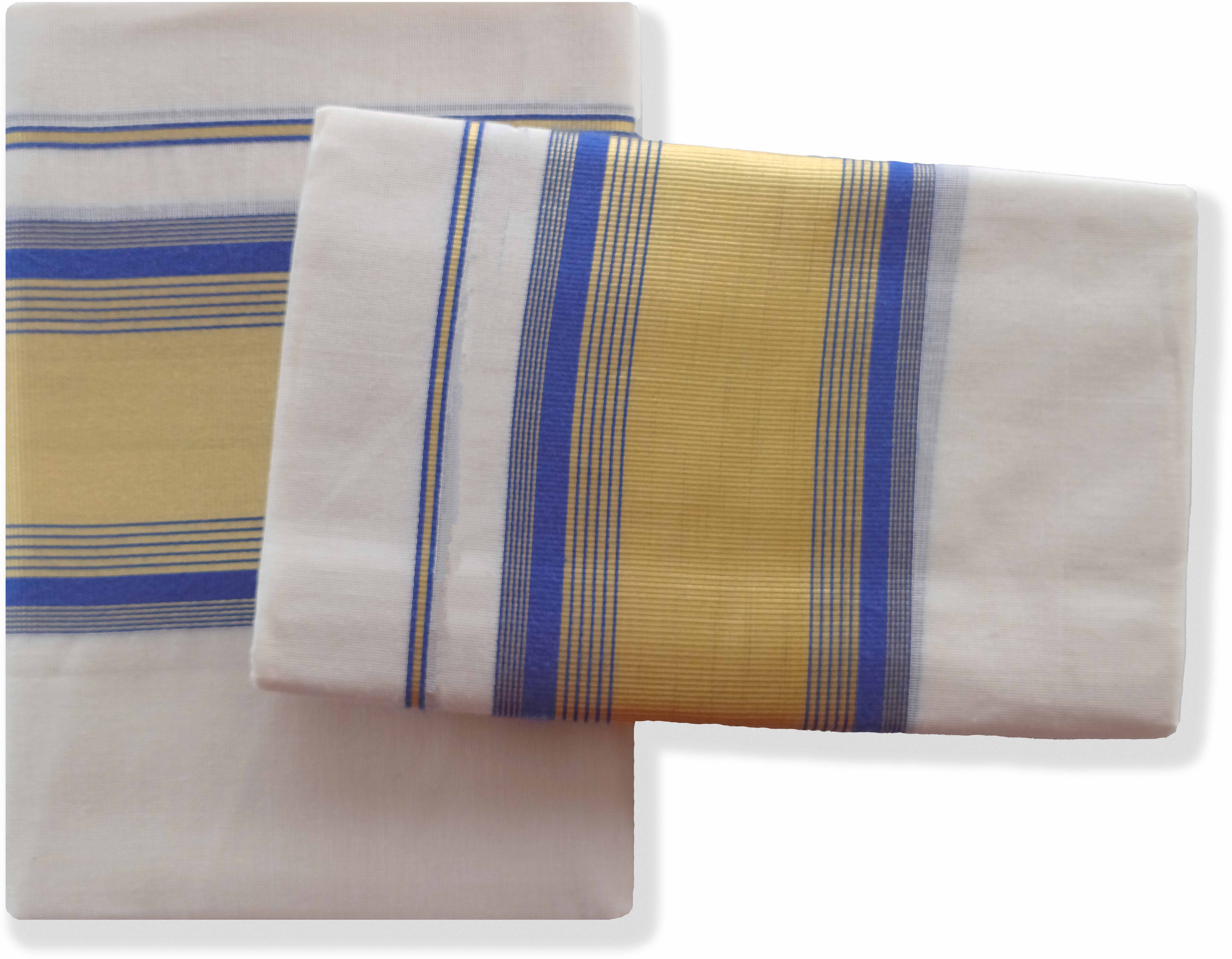 Chithra Fabrics CF 4201 Kerala Traditional Single Set 2.00/2.80m Blue Solid Women Dhoti-picture-13