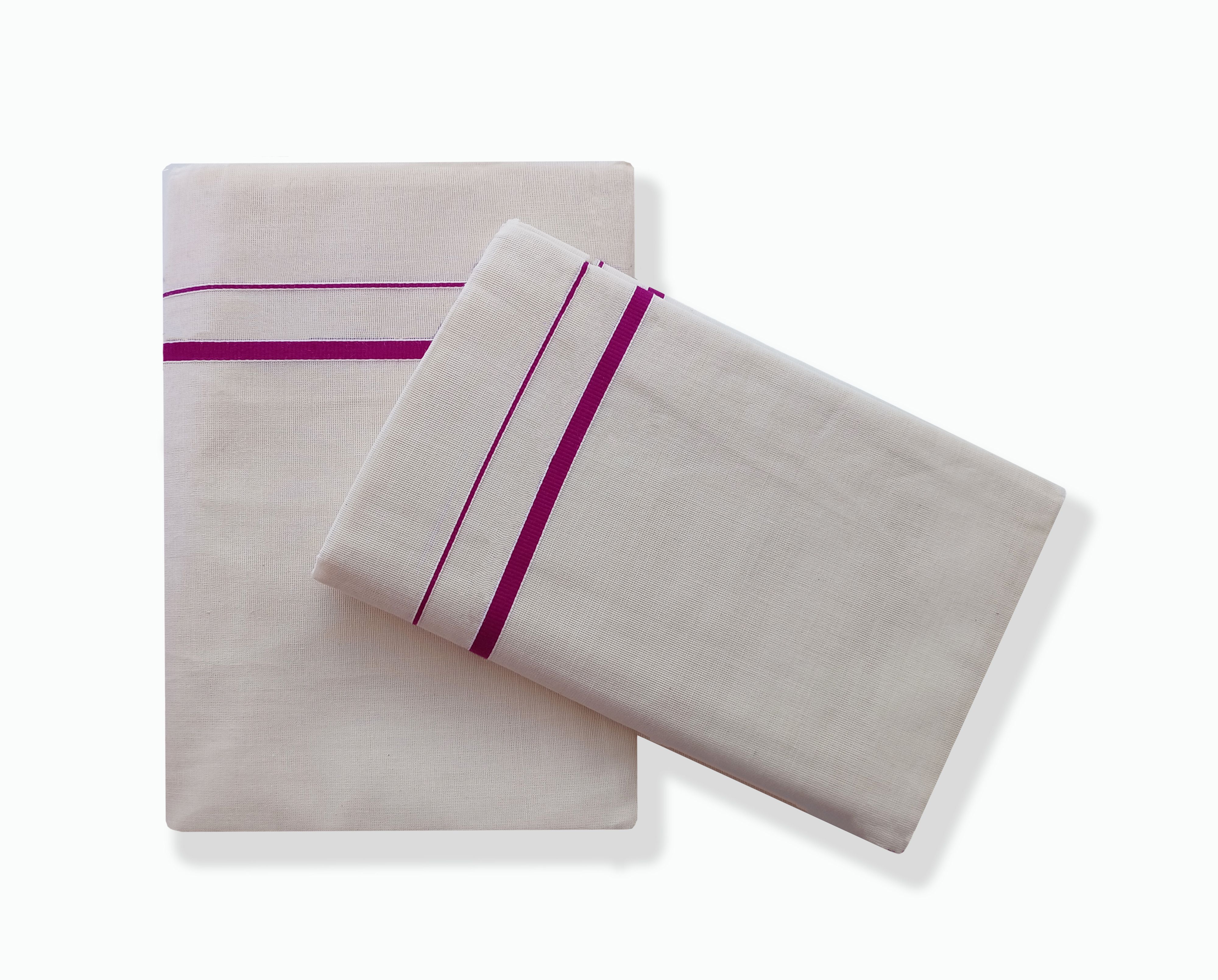 Vairavaa Tex VT 2076 Pure Cotton Double Set Mundu Rani Rose Solid Women Dhoti-image-42