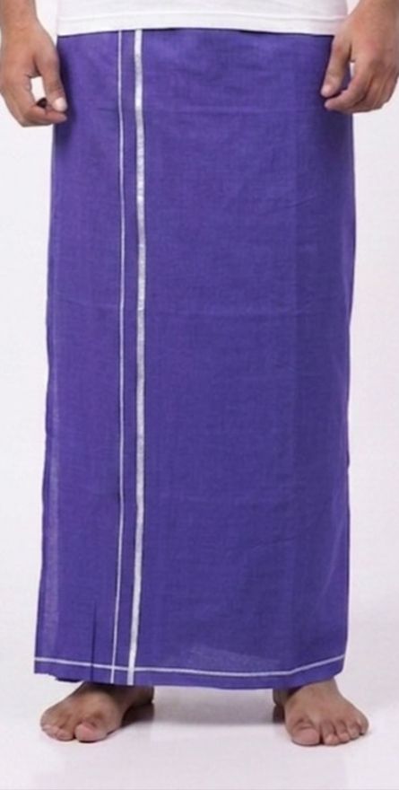 Shri Raghavendra Textiles Premium Violet Cotton Kambi Karai Dhoti – Festive Men's Traditional Self Design Men Dhoti-picture-24