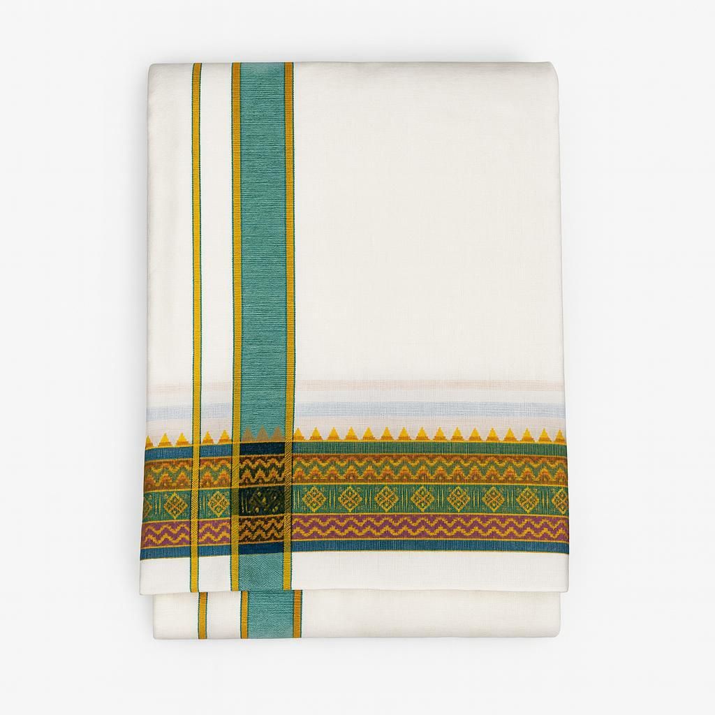 arsa lifestyle Panchakacham Dhoti Set-white Woven Men Dhoti-picture-28
