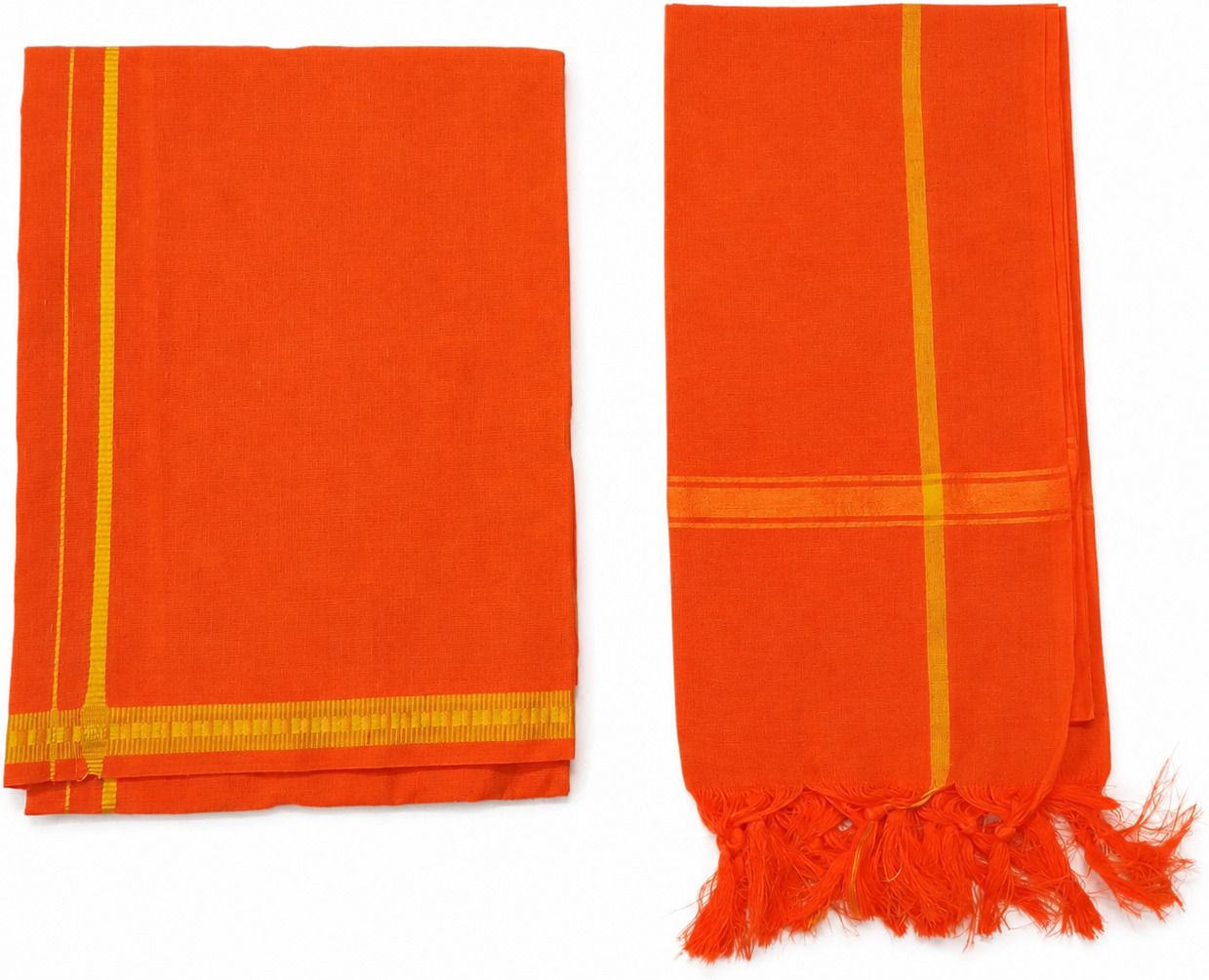 Dharini Veshti Vasthralayam orange 401 Solid Men Dhoti-picture-36