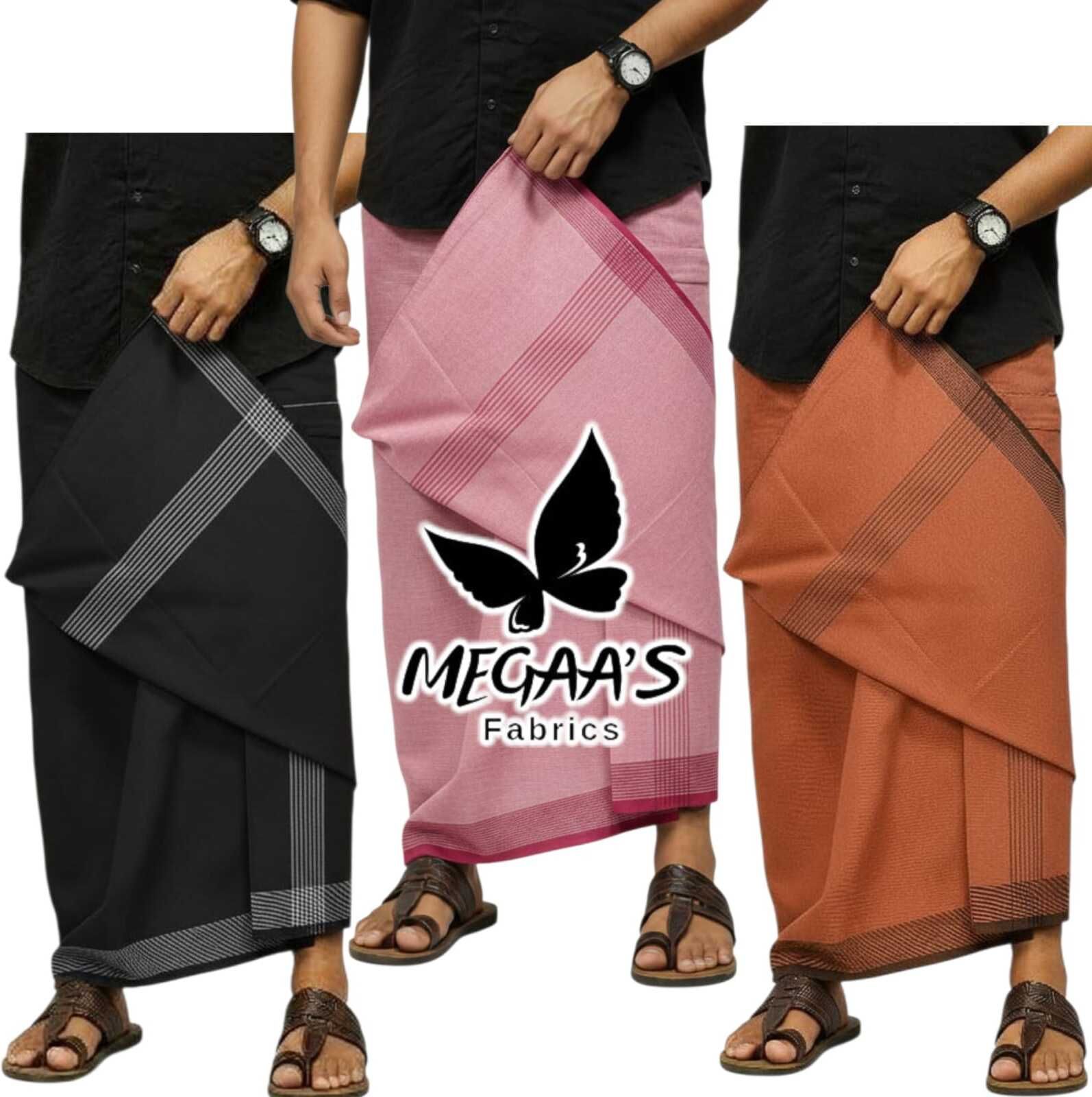 Megaasfabrics | Kerala Trend Vari karai Dhotis | 2meters | Pack of 3 Striped Men Dhoti-image-26