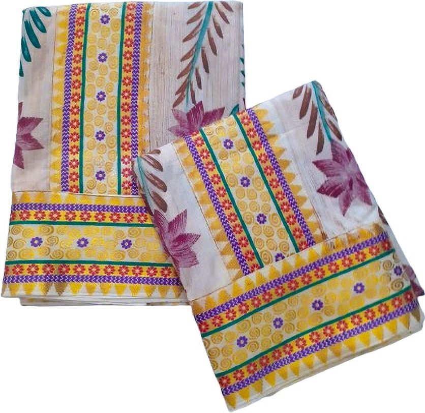 Fashionkiosks Women's Set Mundu in Kerala Cotton with Fancy Lace Border and Floral Hand Paint Embellished, Floral Print Women Dhoti-picture-10