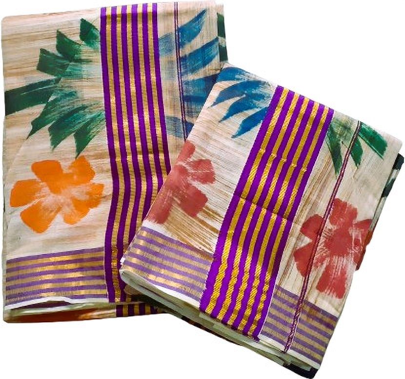 Creative weaves WOMEN MINI STRIPED WOVEN DESIGN SETMUNDU Striped, Solid, Floral Print, Herringbone Women Dhoti-image-18
