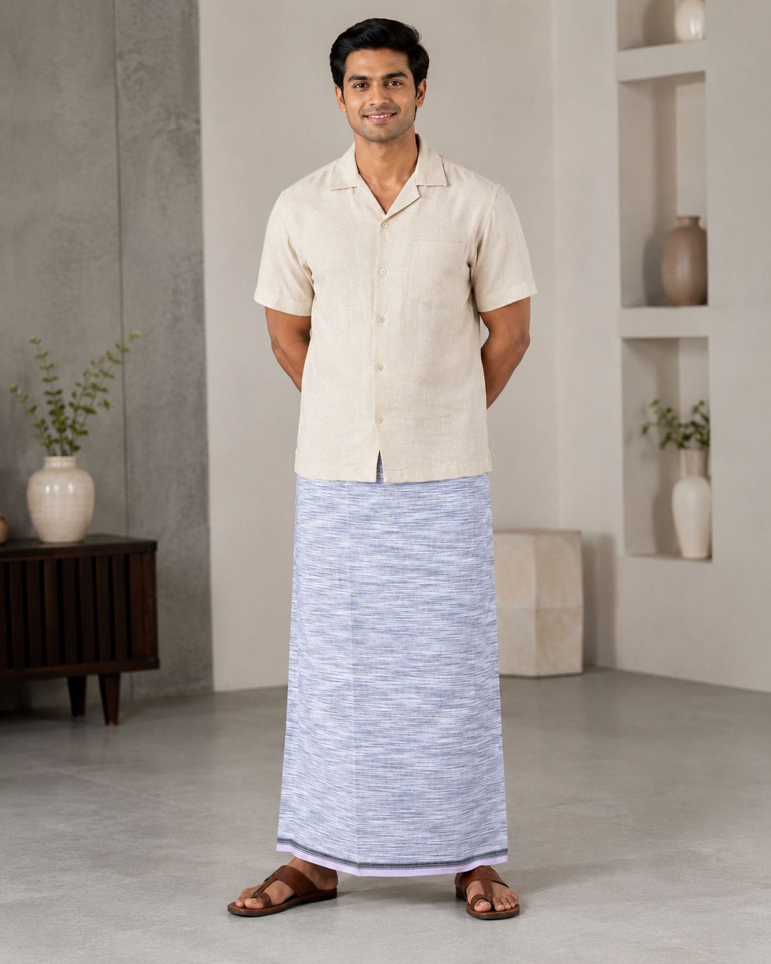 Shyam handloom Men's Pure Cotton Solid Dhoti Traditional Ethnic Daily Wear Solid Men Dhoti-picture-40