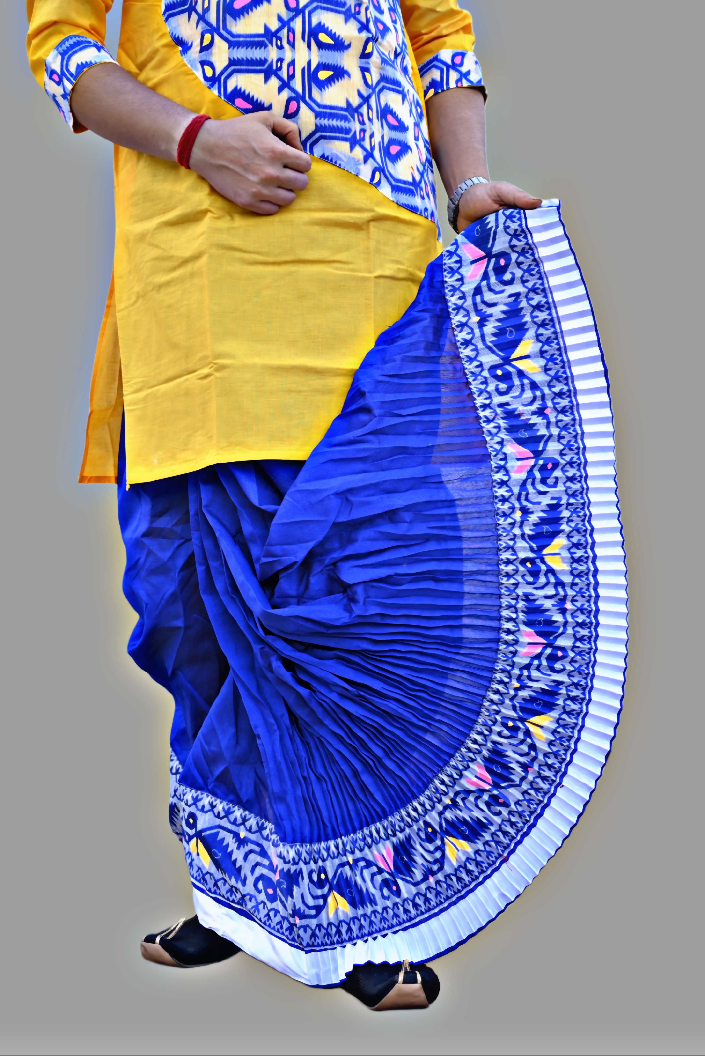 Chandra Jamdani Border Ready To wear Solid Men Dhoti-picture-12