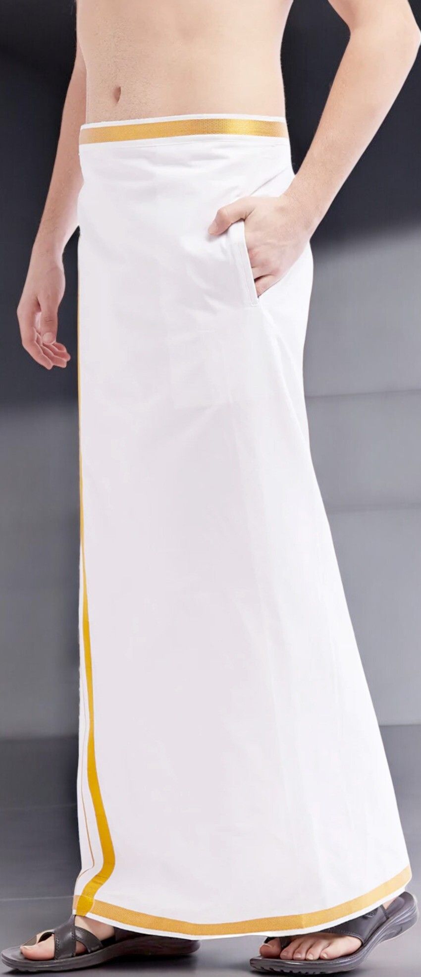 TUNI MANI Velcro Pocket Dhoti Solid Men Dhoti-image-10