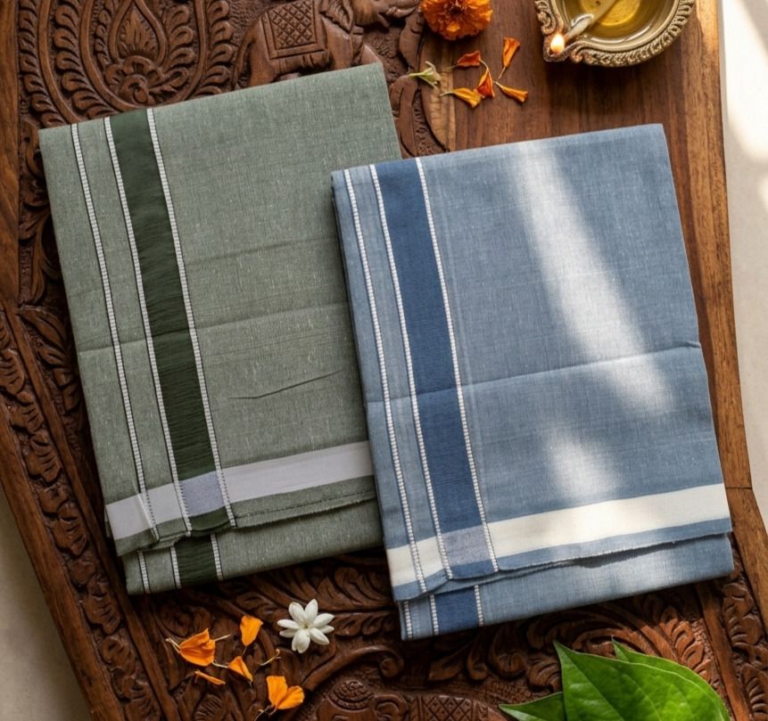 Shri Raghavendra Textiles Superior quality Men's Fancy Light Grey and Dark Grey Dhoti combo-Pack of 2 Self Design Men Dhoti-picture-20