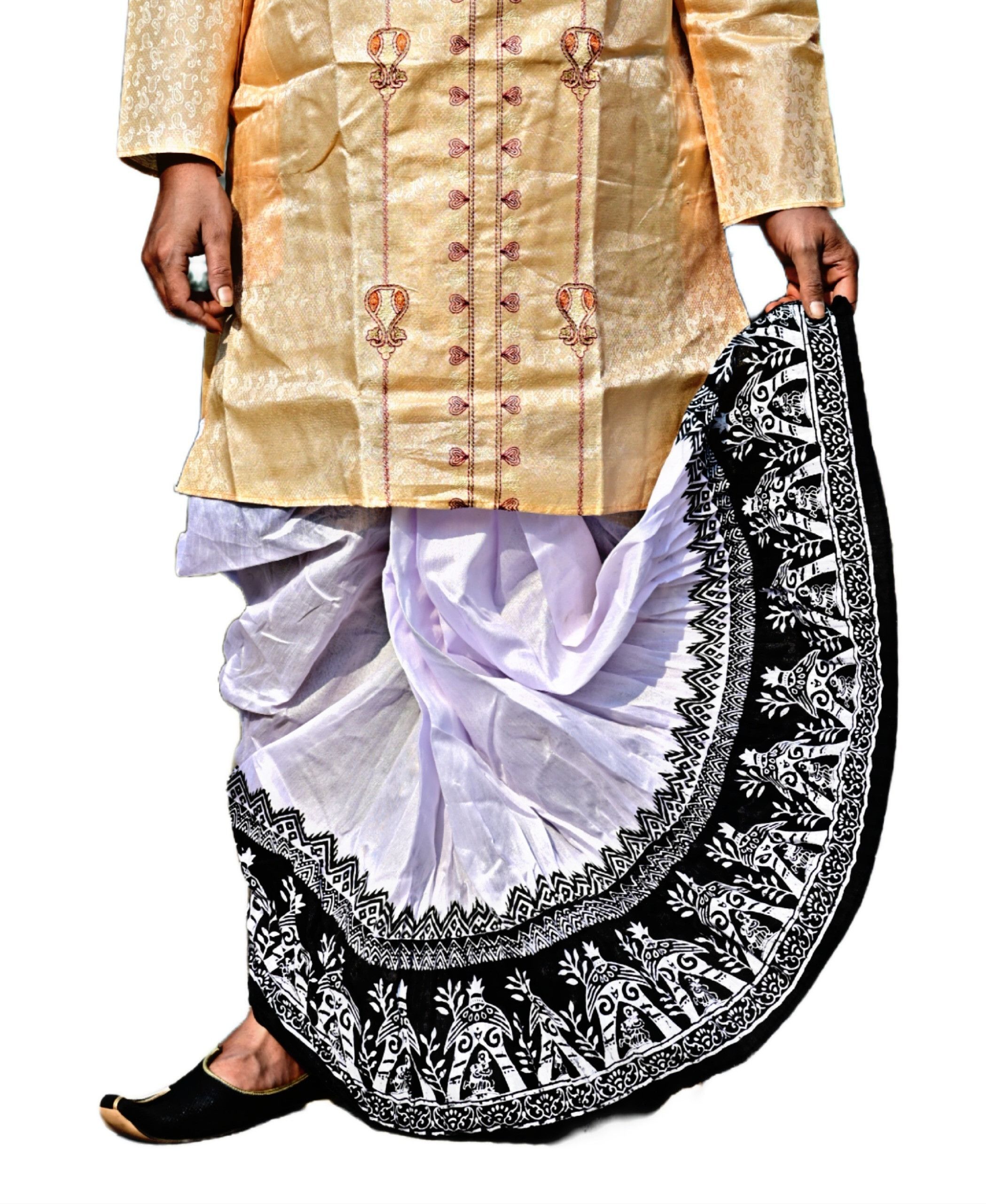 AMIT ONLINE Stylish Combination Mour Puccha Self Design Men Dhoti-picture-10