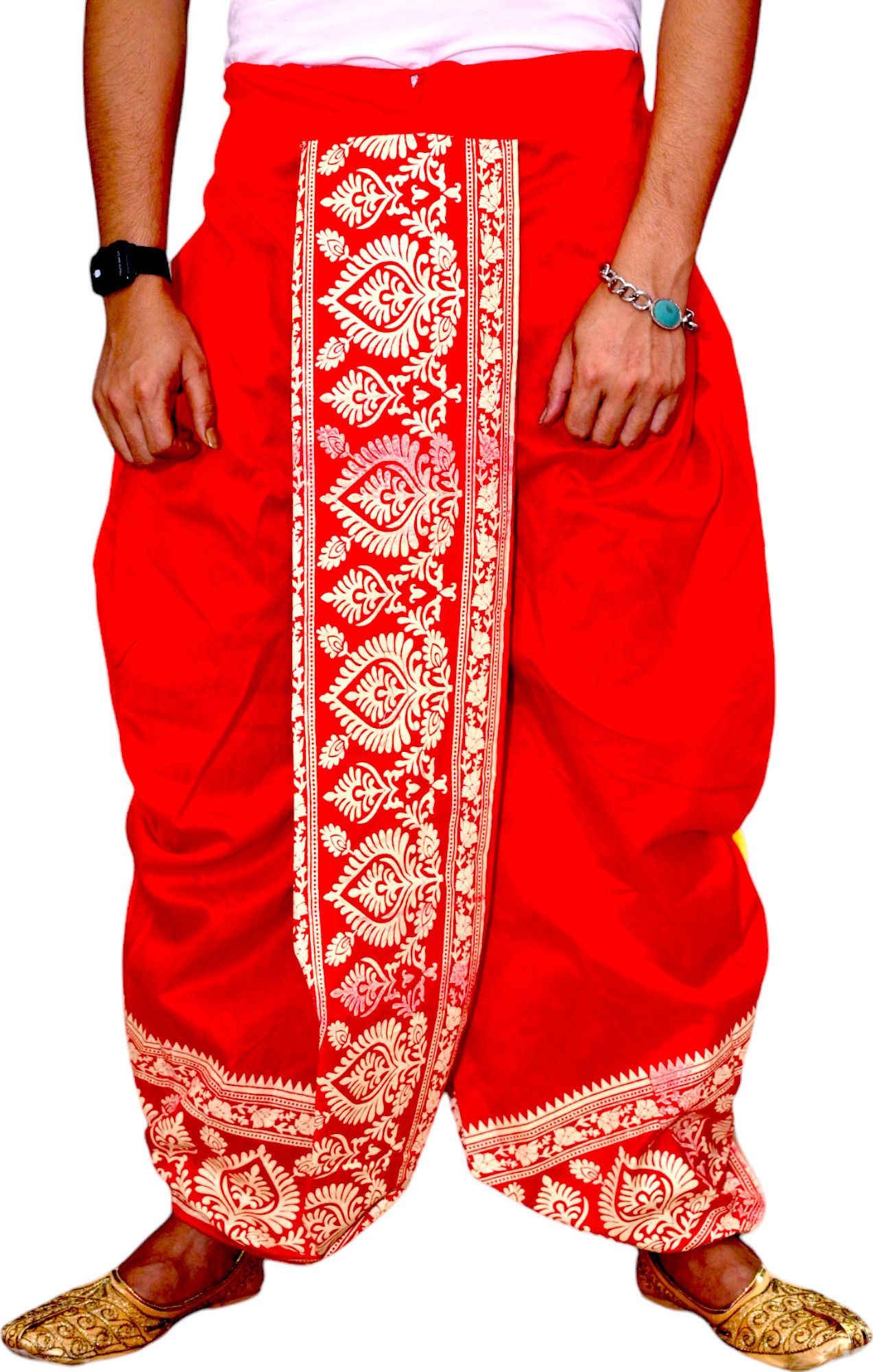 GOURI COLLECTIONS Ready To Wear Pant System Marwadi Printed Embellished Men Dhoti-image-10
