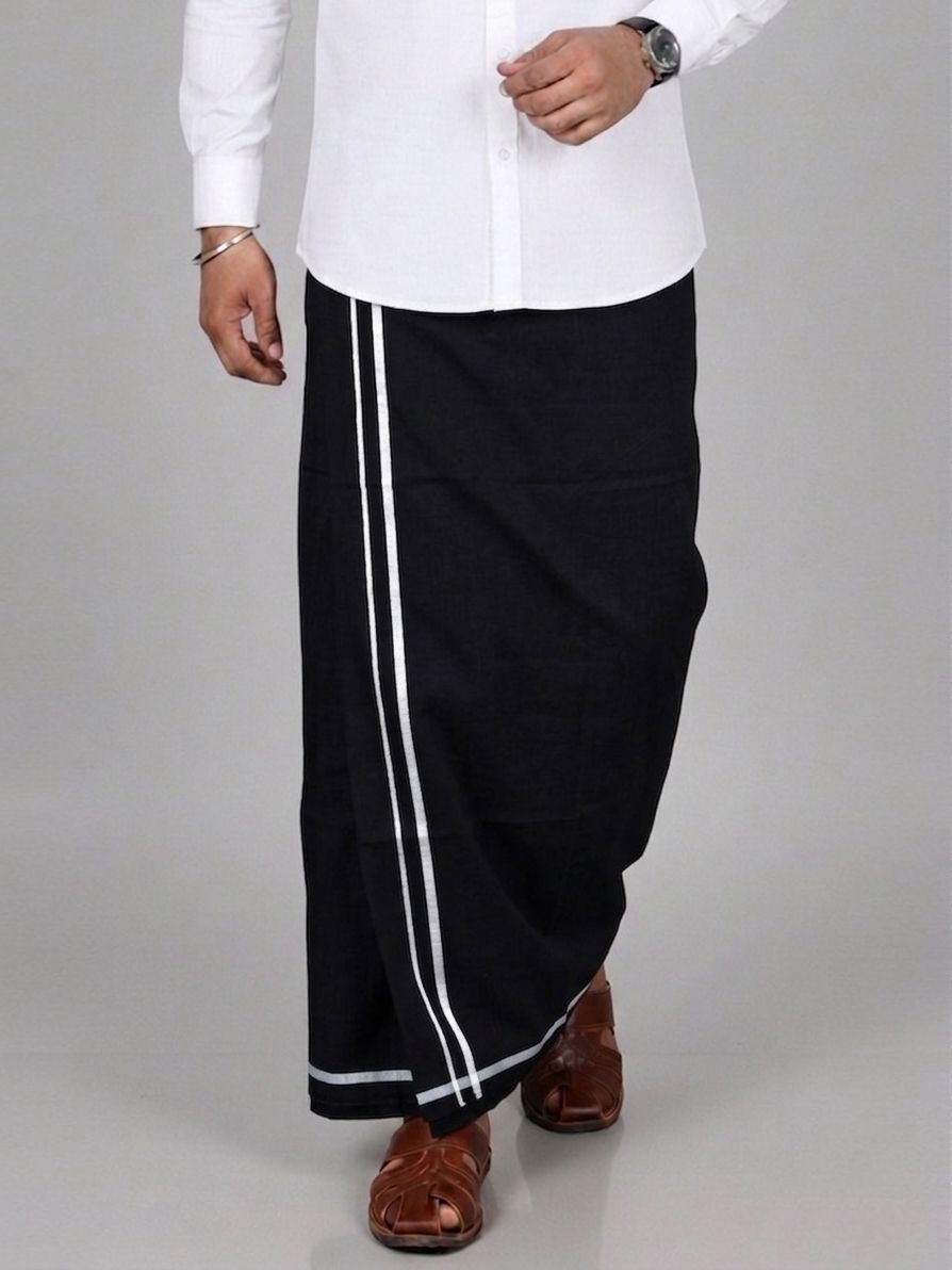TUNI MANI Cotton Kerala Dhoti | Traditional South Indian Vesti/Mundu 2.0meter Solid Men Dhoti-image-39