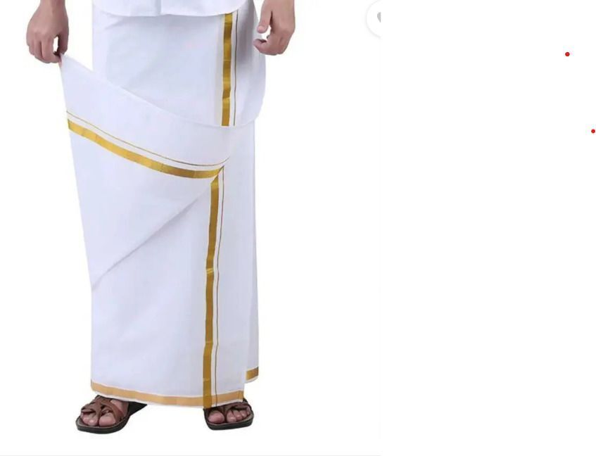 GUGOLIYA Premium quality Men's White Golden Jari cotton SINGLE OPEN Dhoti Solid Men Dhoti-picture-18