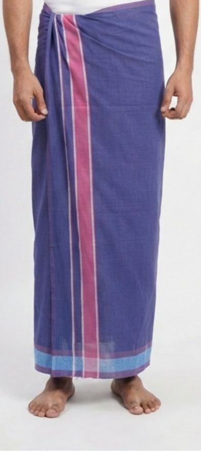 Shri Raghavendra Textiles Men's Superior quality Double shaded Blue Pink Dhoti| Traditional Festive Veshti Self Design Men Dhoti-picture-27