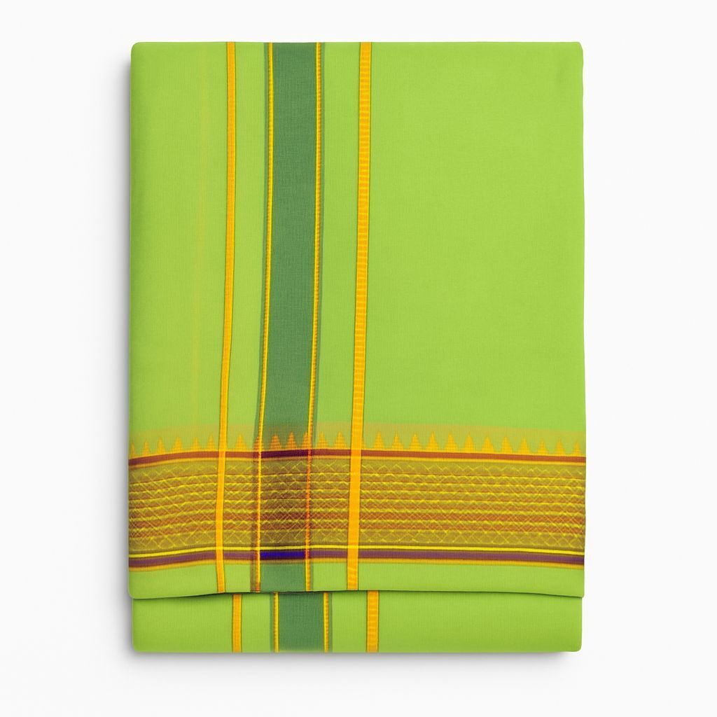 arsa lifestyle Panchakacham Dhoti light green Woven Men Dhoti-picture-25