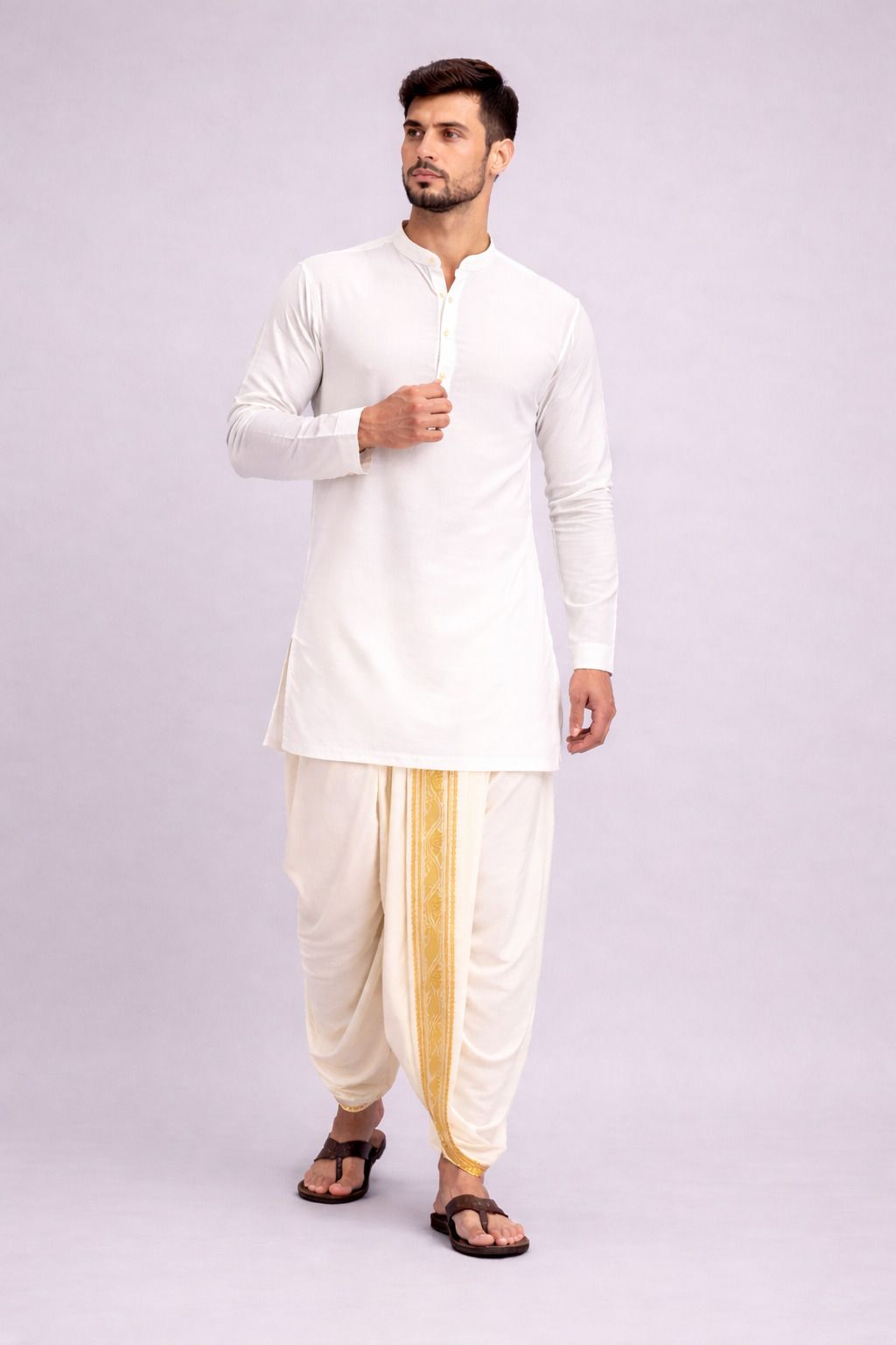 Shyam handloom Premium Readymade Panjakejam Dhoti Pant with Zari Border for Men Self Design Men Dhoti-picture-12