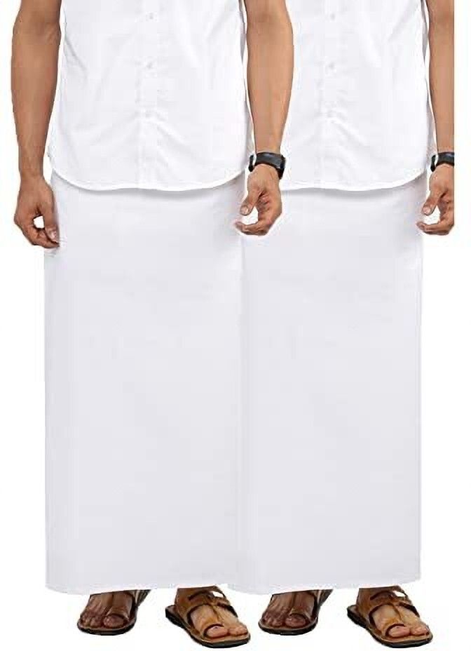 Ramraj Cotton Pack of 2 White Plain White Solid Men Dhoti-picture-37
