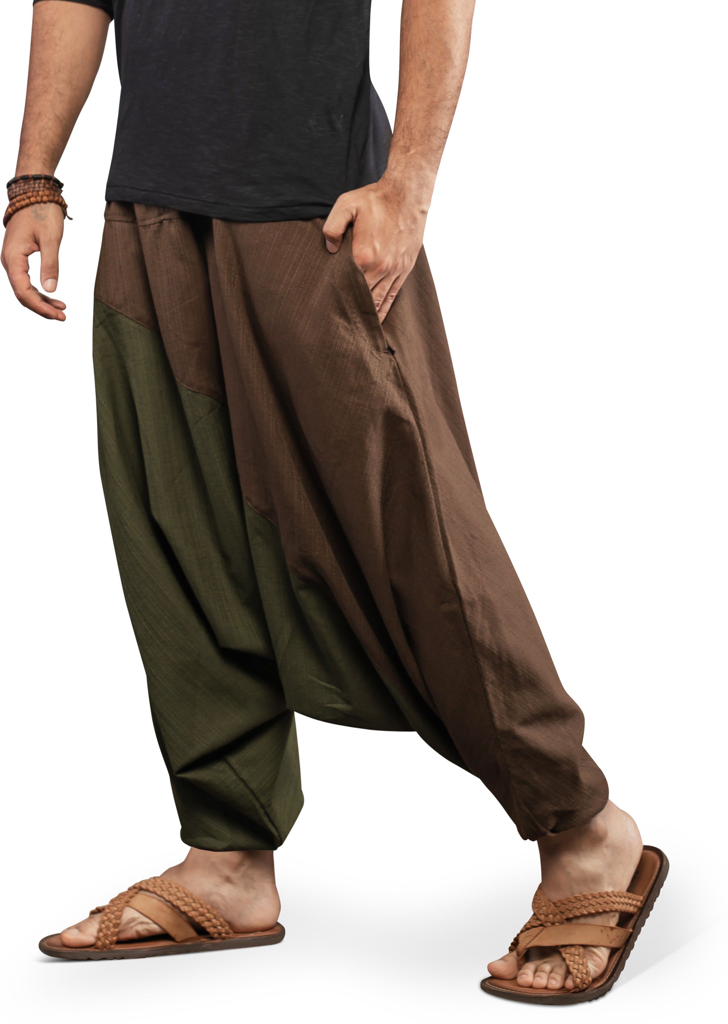 Colorblock Cotton Men Harem Pants-image-44