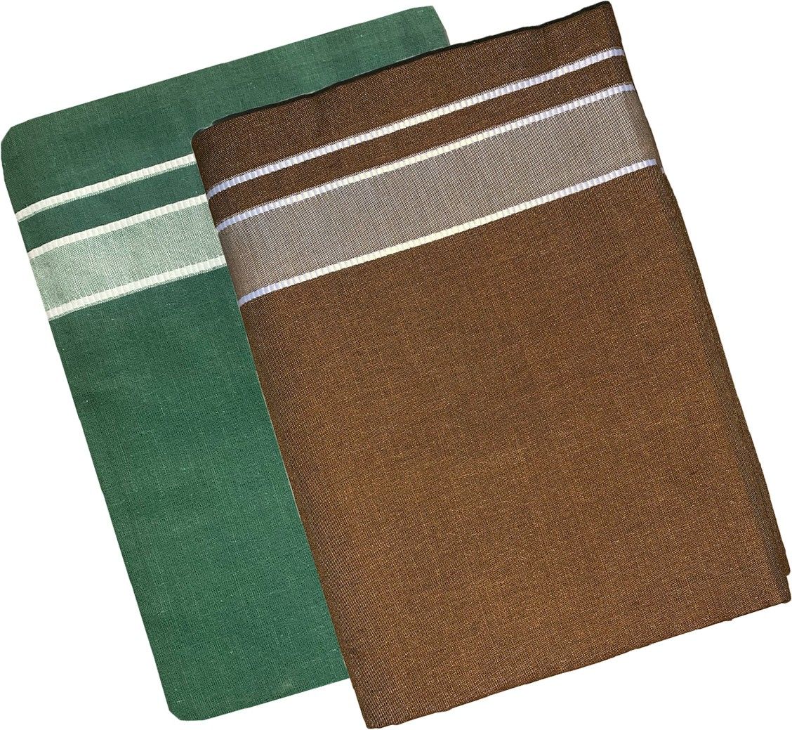 Prakasam Cotton Men's Kerala Style Premam Single (1.28X2.00 mtrs) Colour (pack Of 2) ( Olive Green -Kakki) Solid Men Dhoti-picture-12