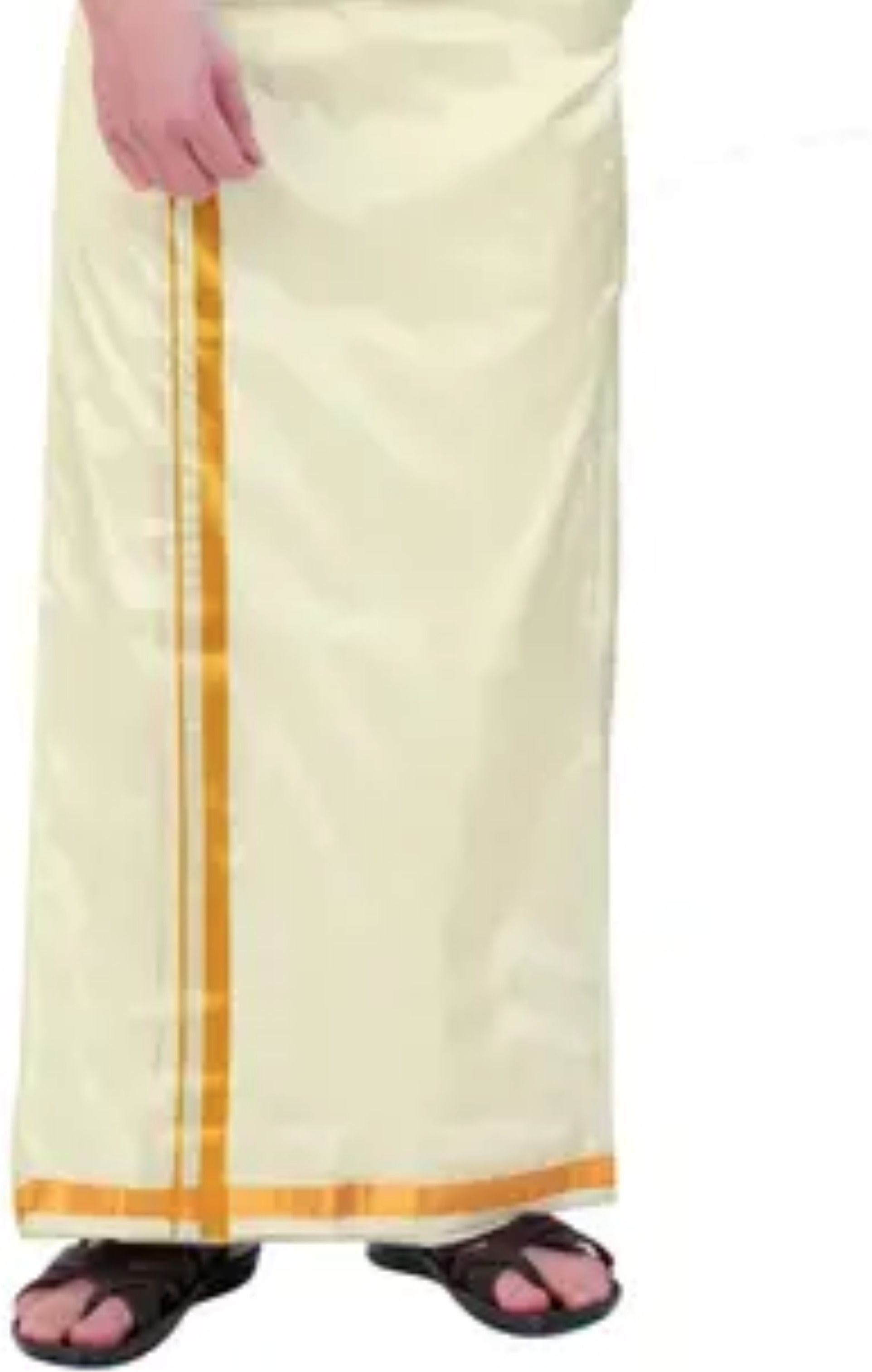 GUGOLIYA SANDAL COLOR Premium quality Men's Golden Jari cotton SINGLE OPEN Dhoti Solid Men Dhoti-picture-23