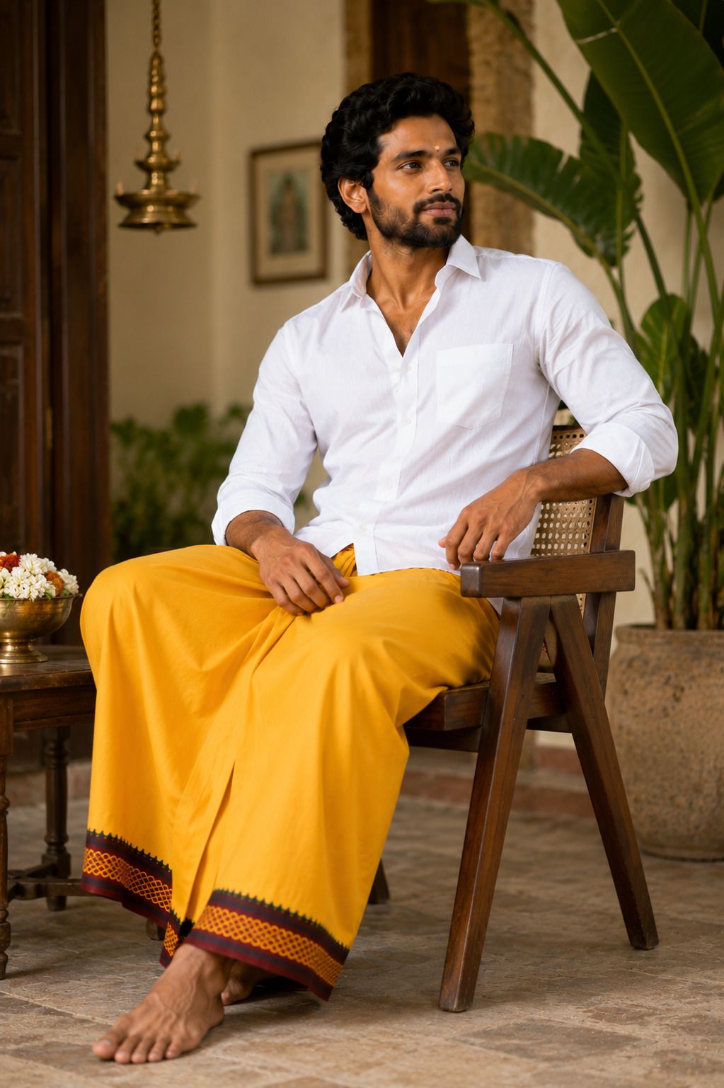 AA FABRICO Red Achla 2x1.2 Woven Men Dhoti-image-5