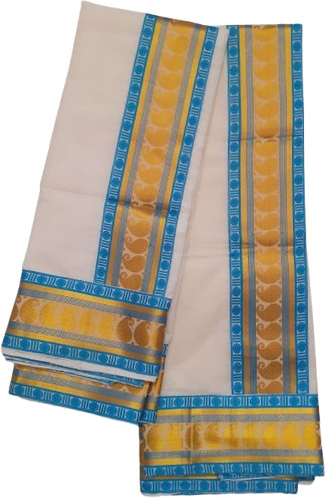 Creative weaves Women's Kerala Mango Fancy Lace Embellished, Self Design Women Dhoti-picture-39