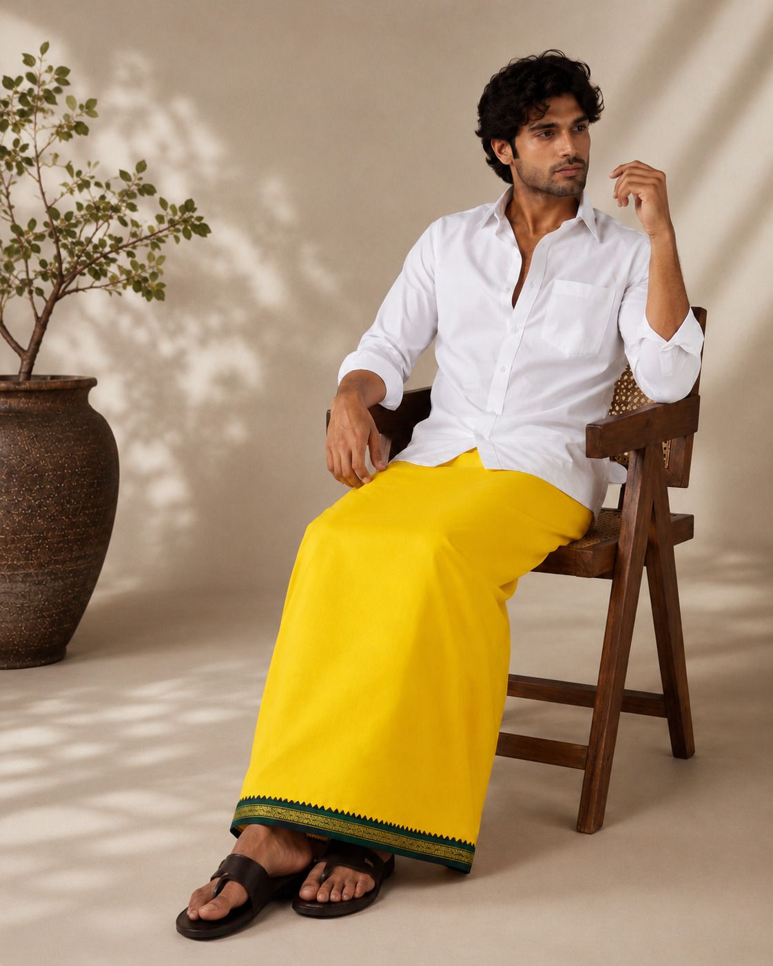 AKESHAVAM Men's Premium Pure Cotton Lungi for Daily Comfort Solid Men Dhoti-picture-36